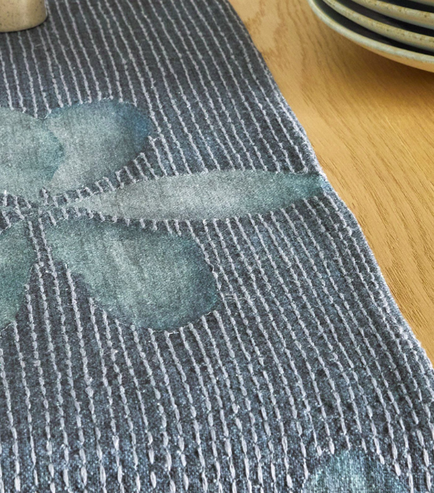 Cyanotype Floral Table Runner Blue