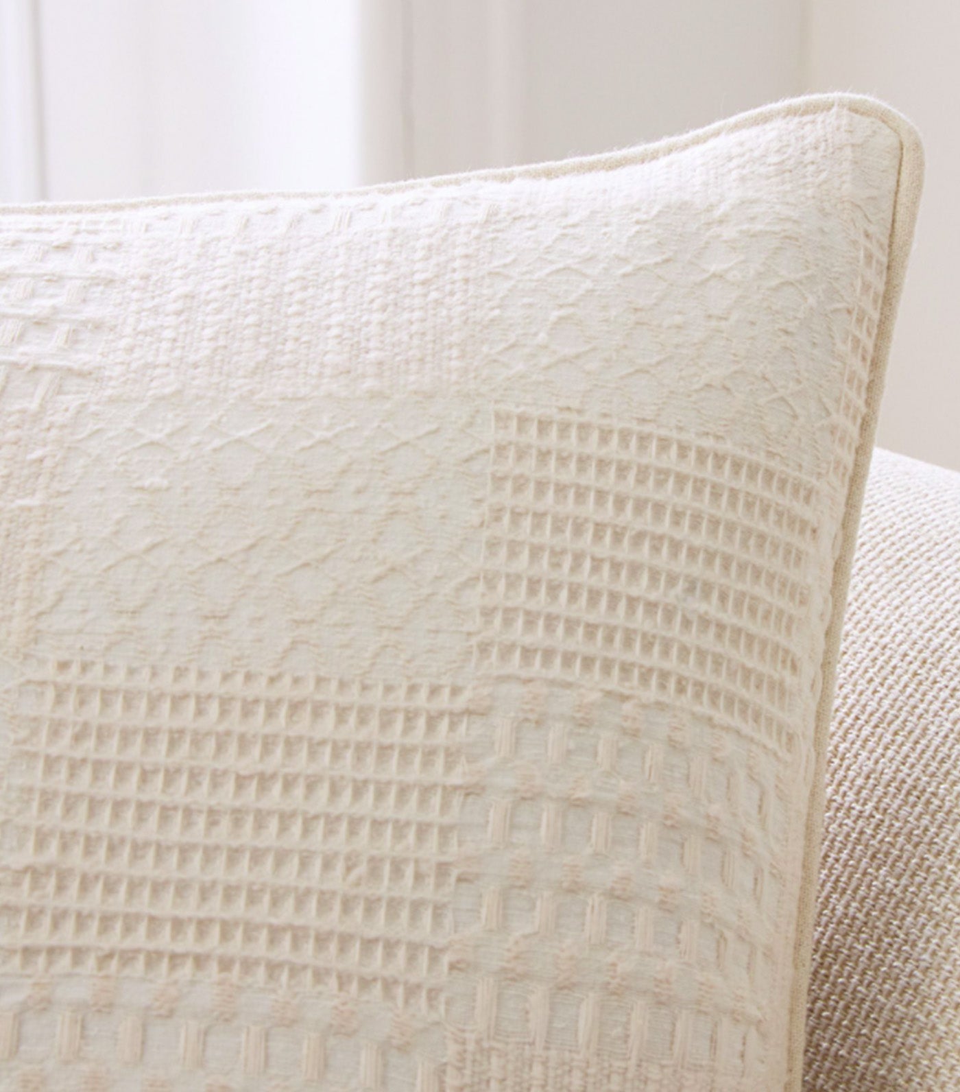 Patchwork Waffle Pillow Cover Alabaster