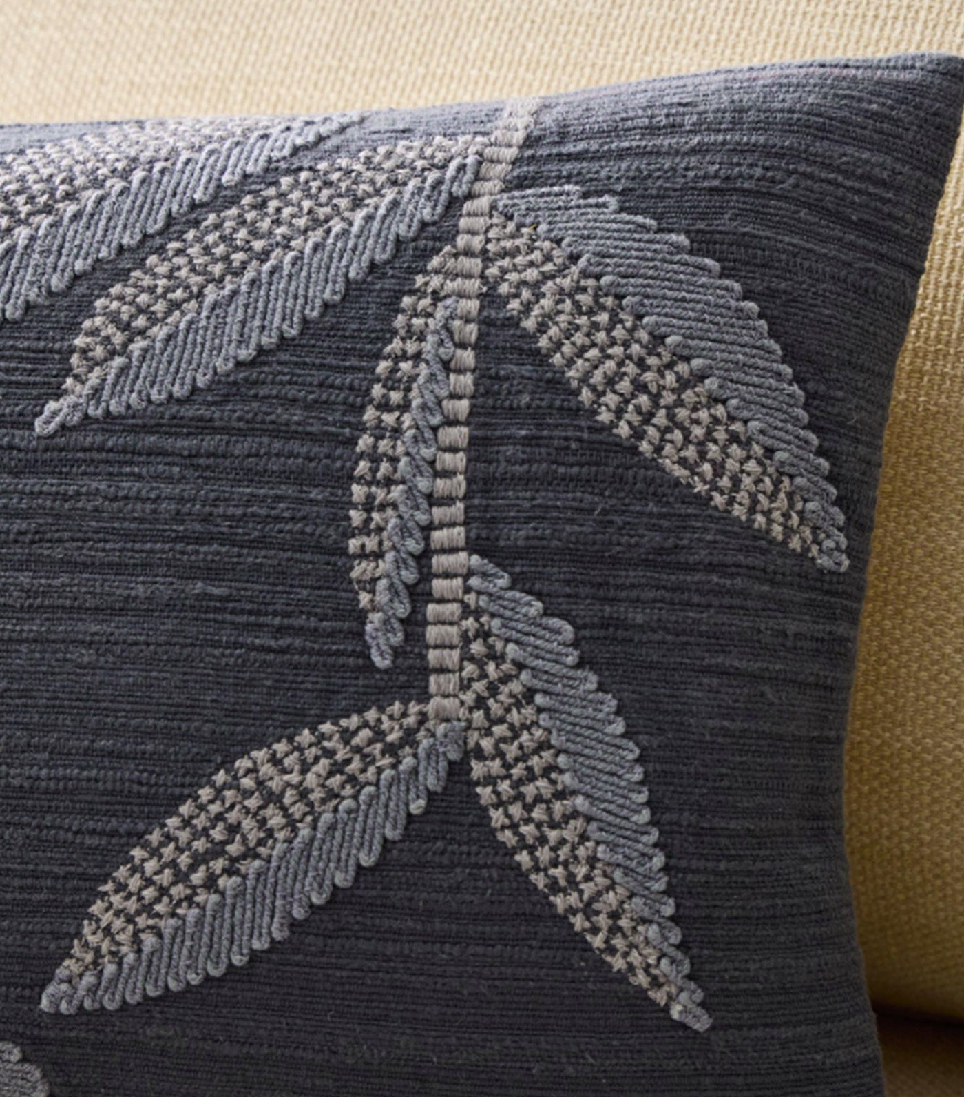 Embroidered Flora Pillow Cover Light Graphite