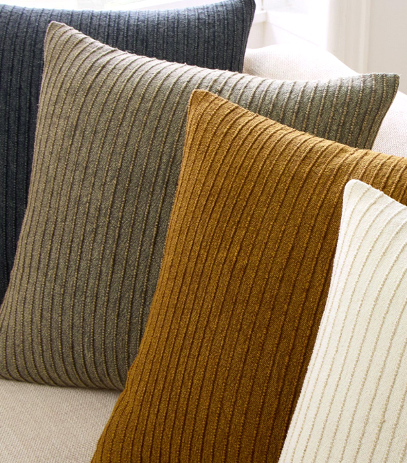 Jute Simple Line Pillow Cover Honey