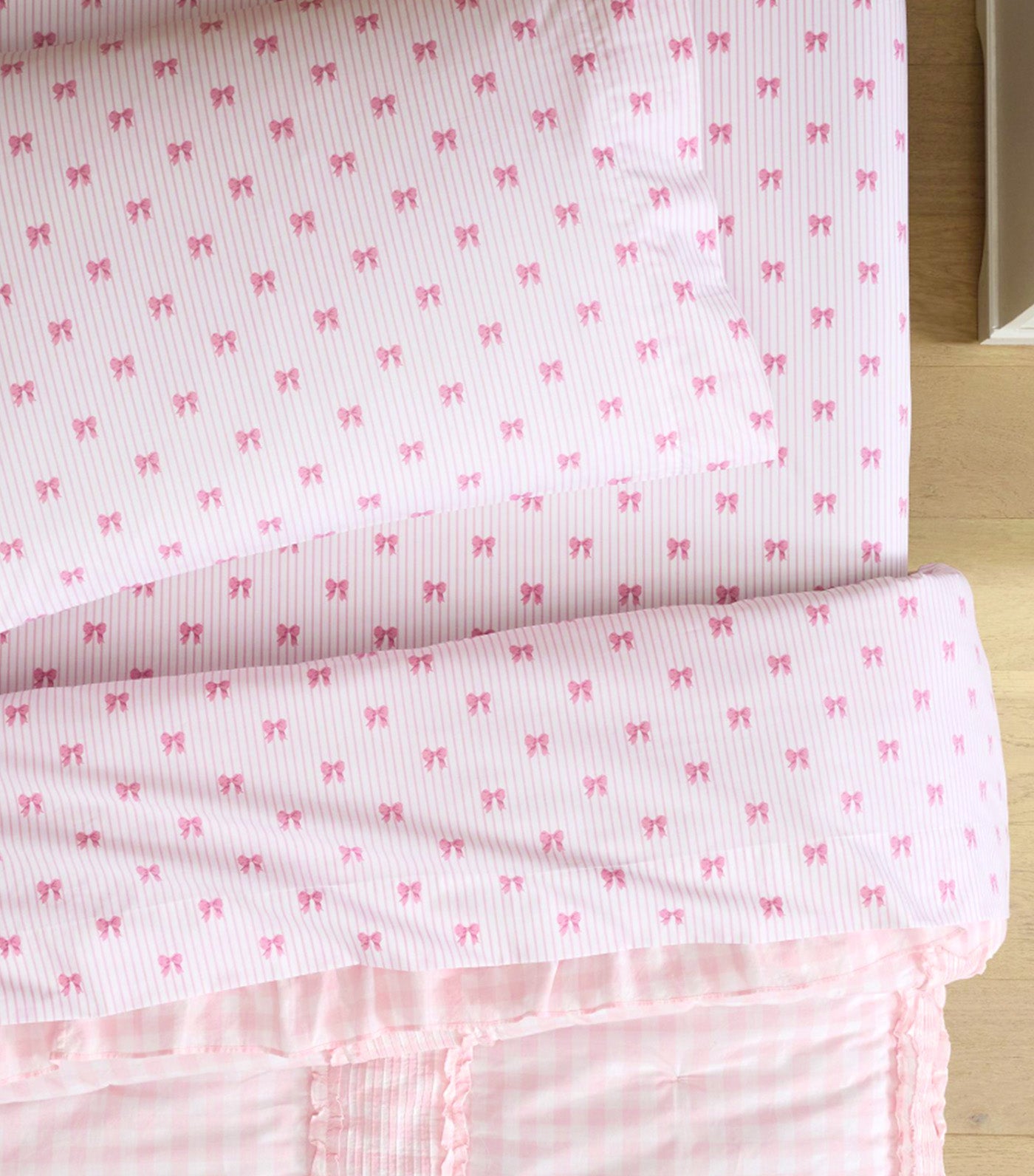 Bella Bow Stripe Organic Sheet Set