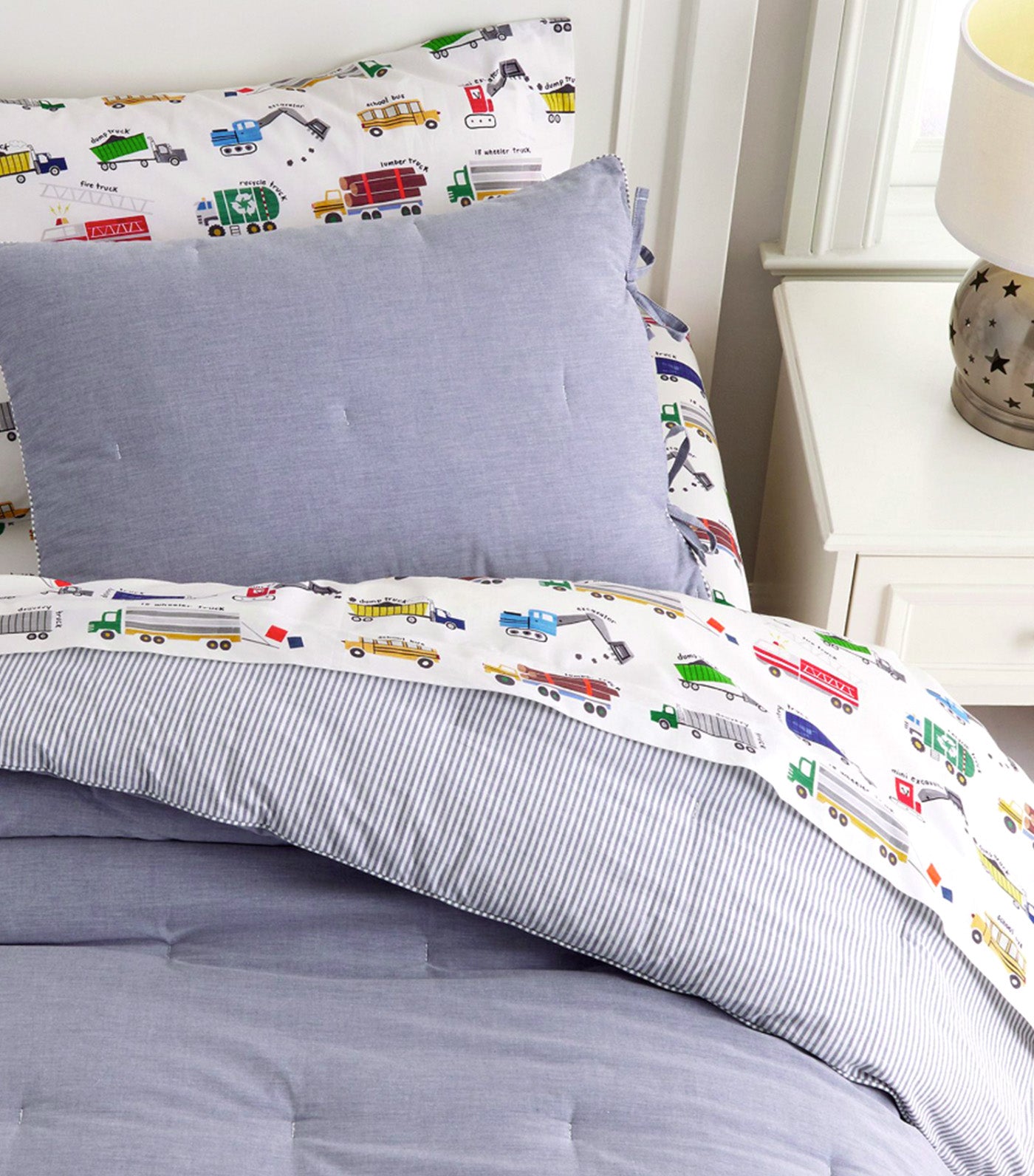 Chambray Reversible Comforter & Shams Blue