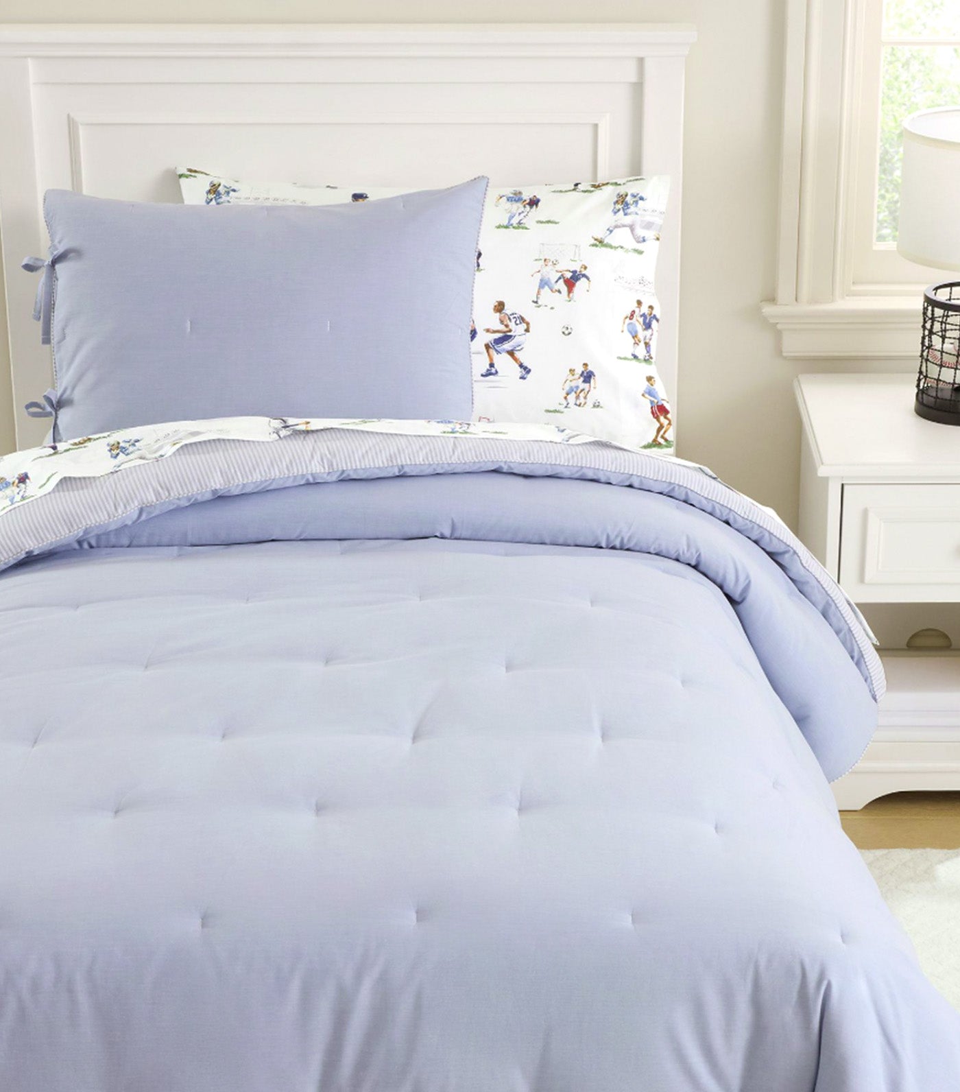 Chambray Reversible Comforter & Shams Blue