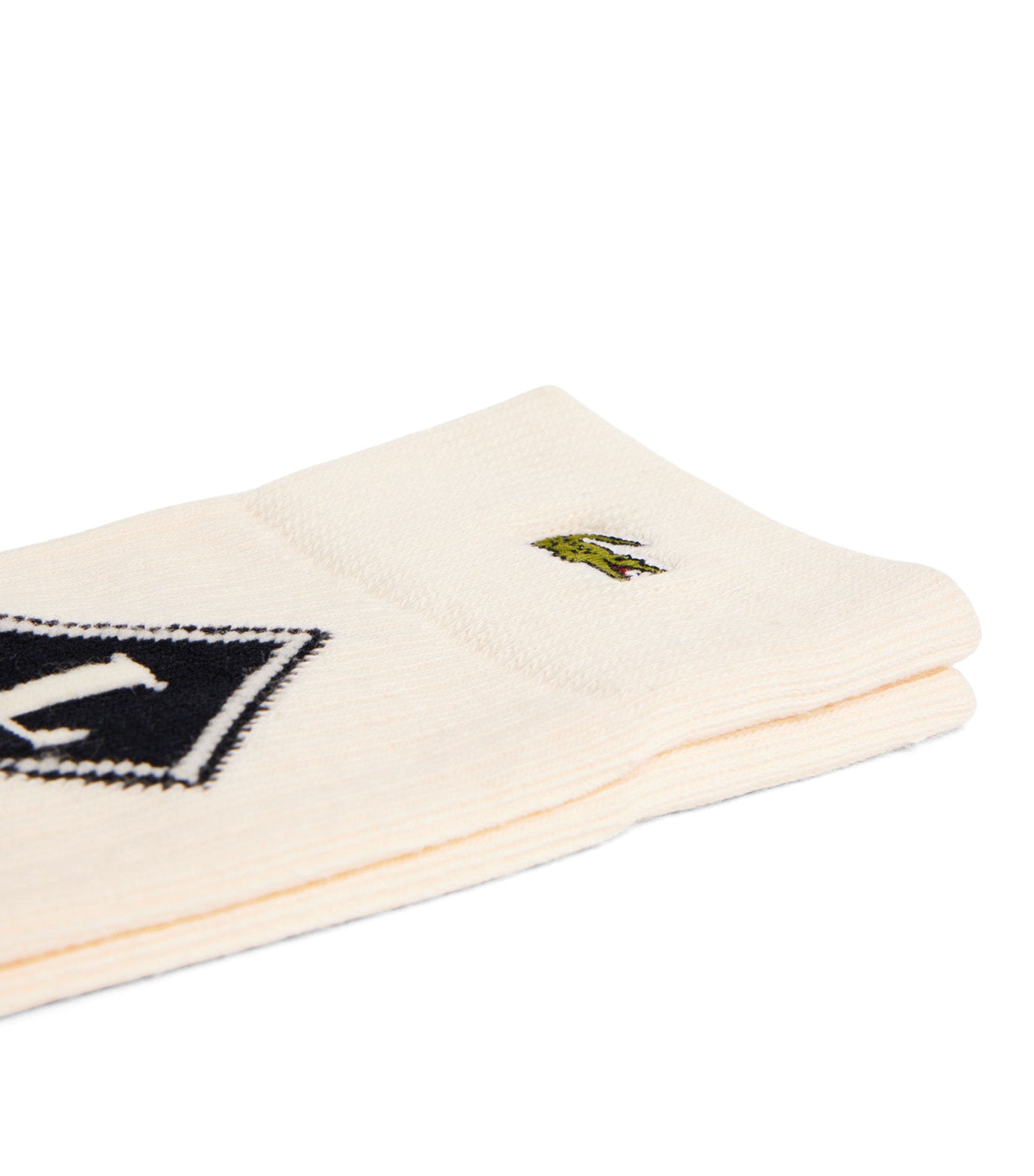 French-Made Ribbed Knit Socks Beige/Noir