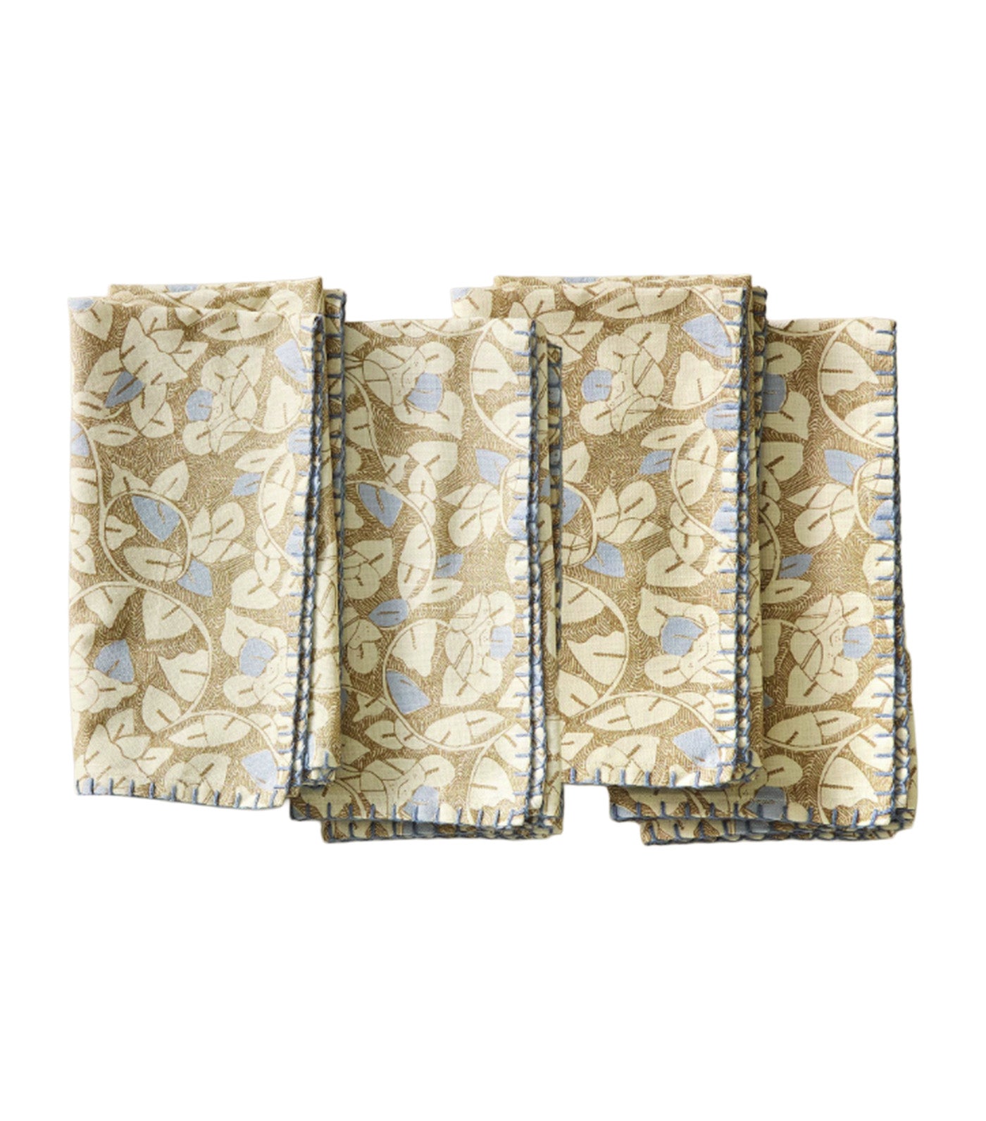 Block Print Palm Napkin Set of 4 Natural Multi