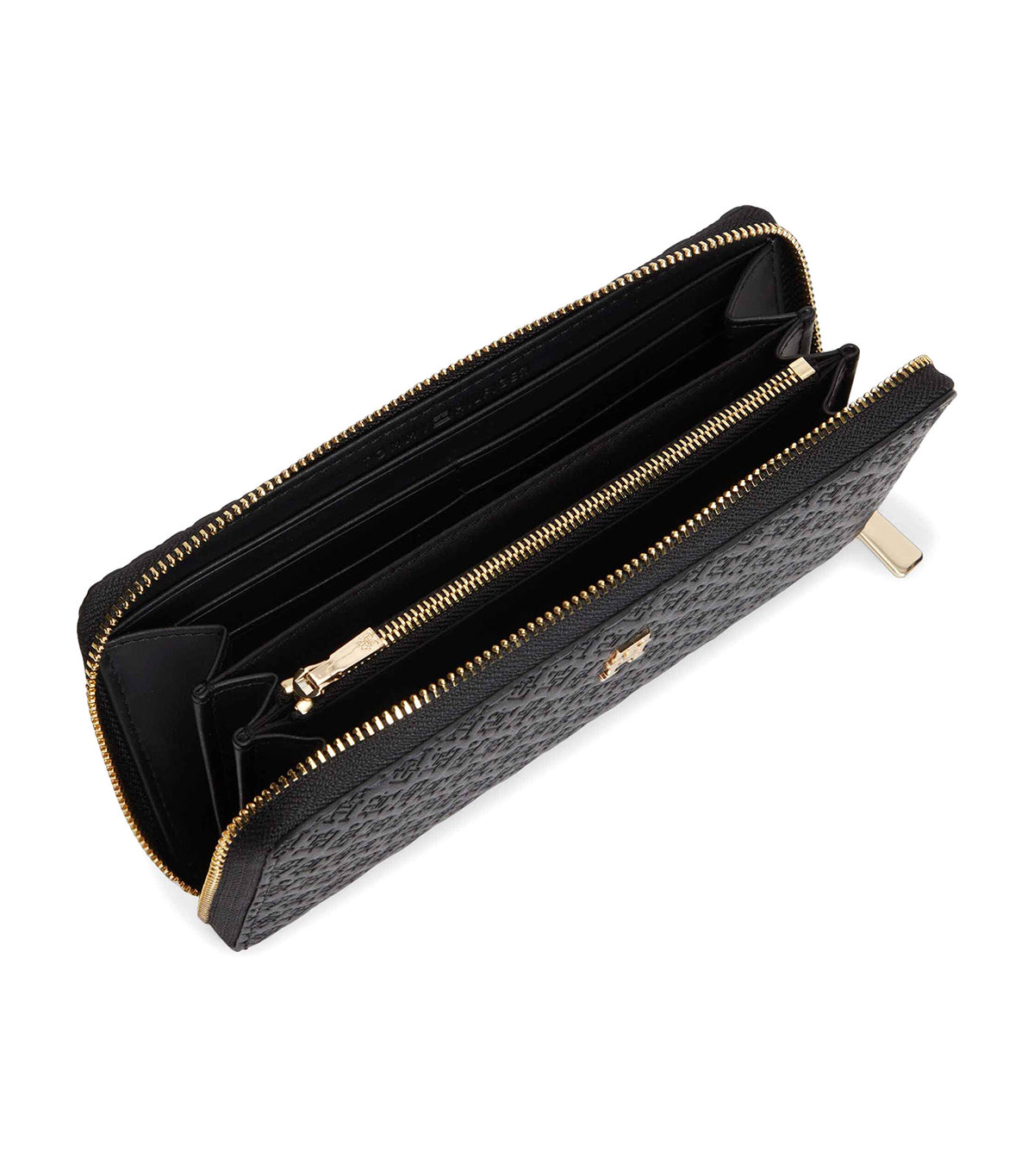 Women's Icon Large Zip Around Monogram Wallet Black