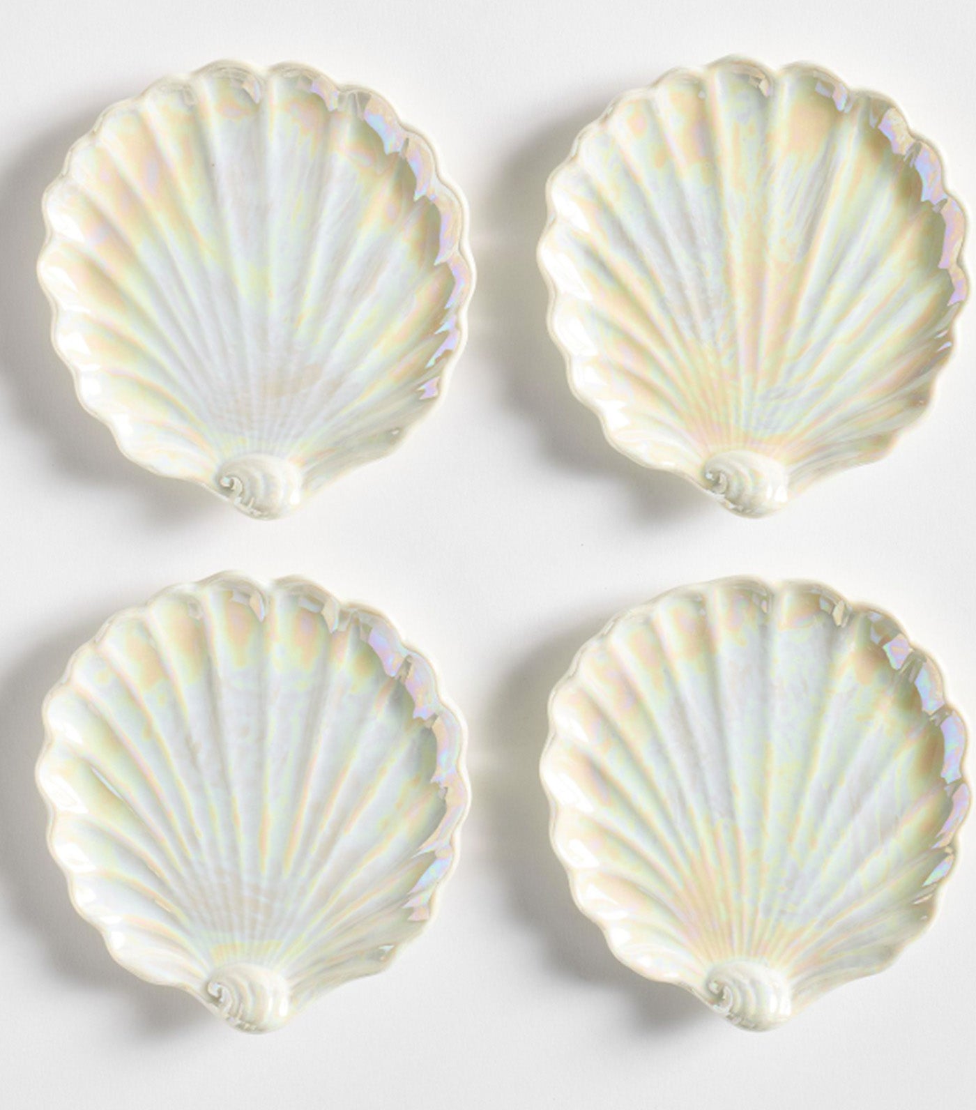 Pearlescent Shell Stoneware Coasters - Set of 4