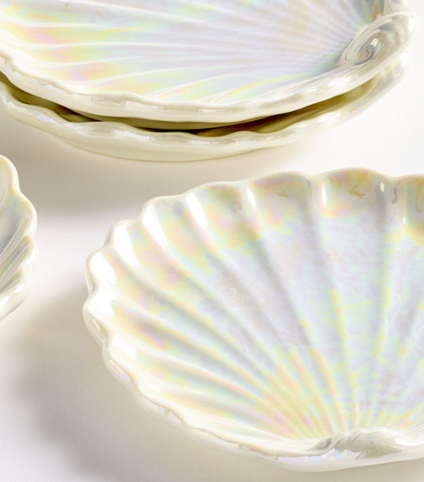Pearlescent Shell Stoneware Coasters - Set of 4