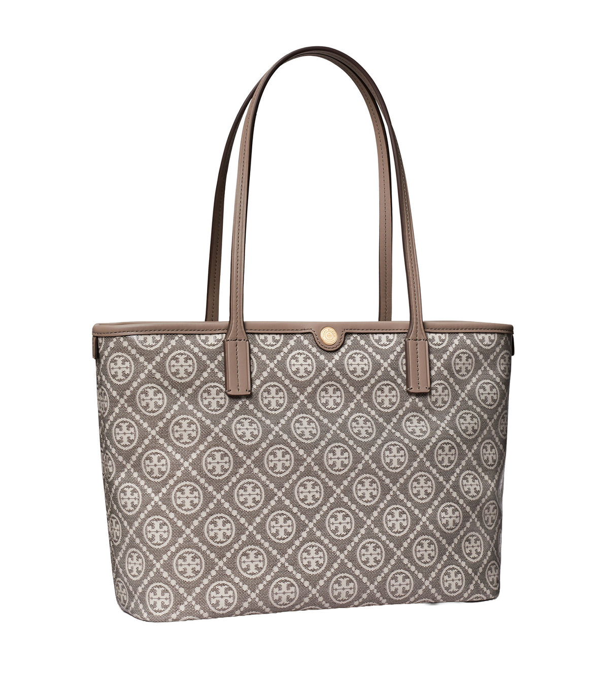 T Monogram Coated Jacquard Small Zip Tote Charcoal