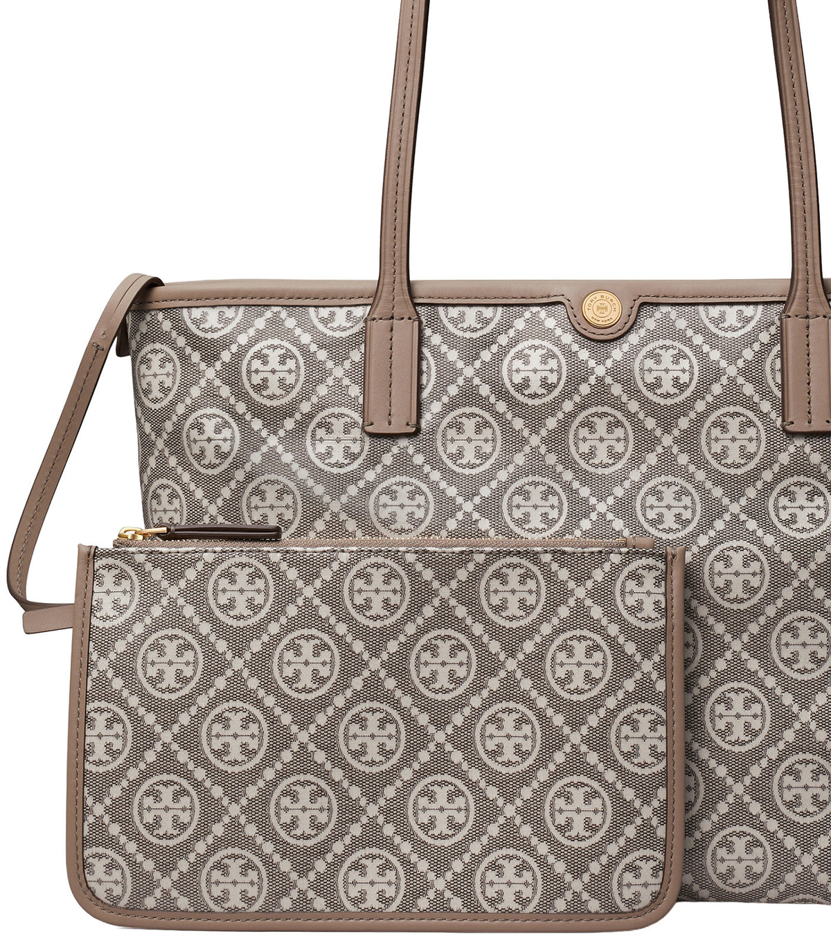 T Monogram Coated Jacquard Small Zip Tote Charcoal