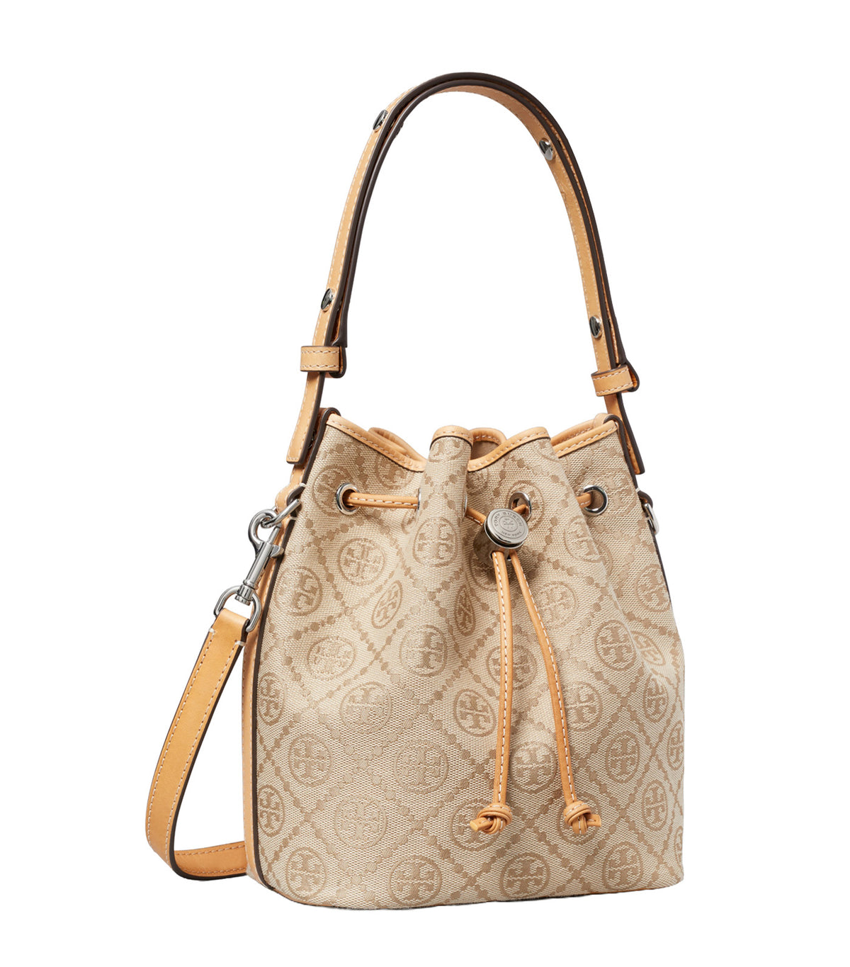 T Monogram Bucket Bag Flax