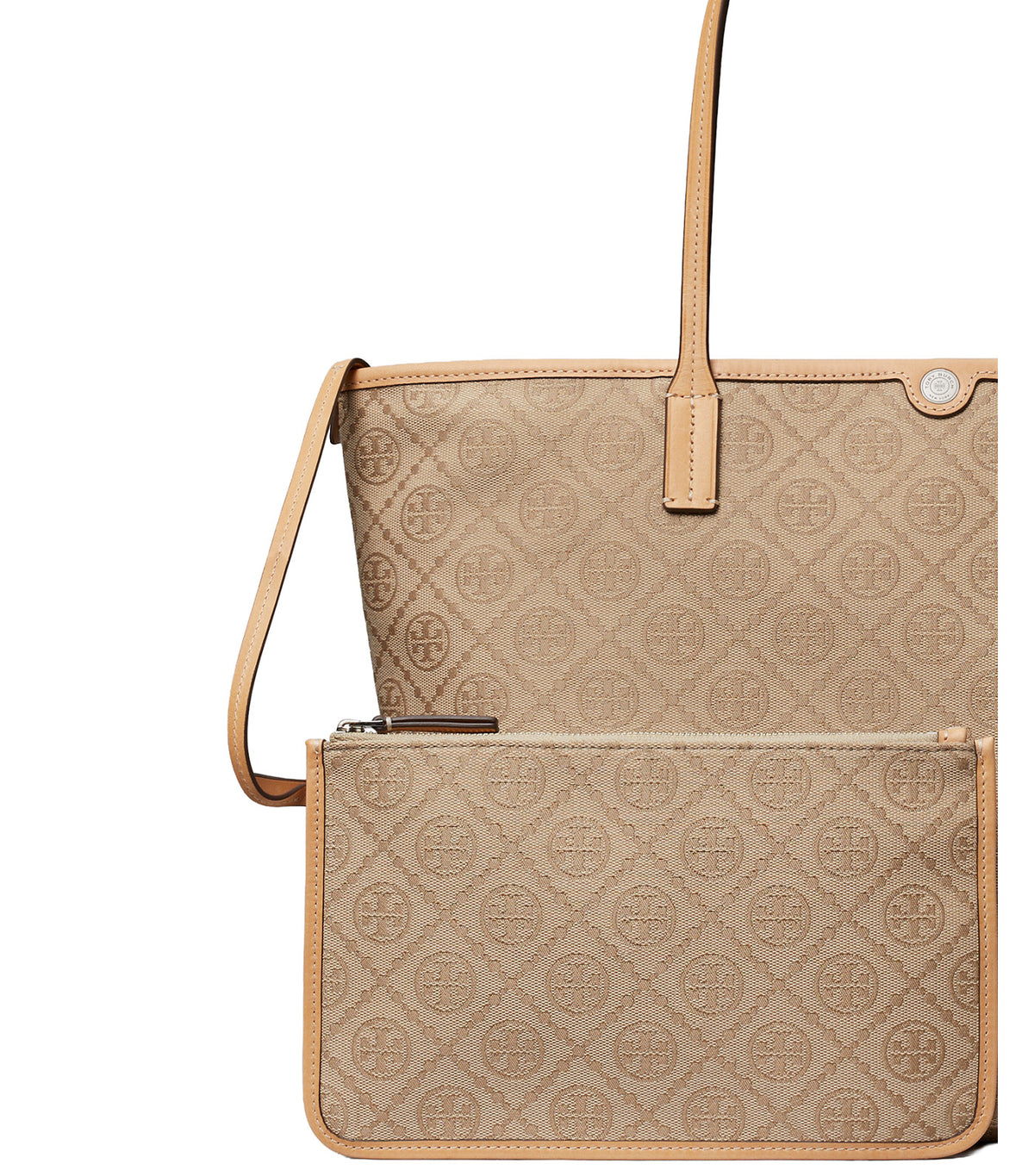 T Monogram Zip Tote Flax