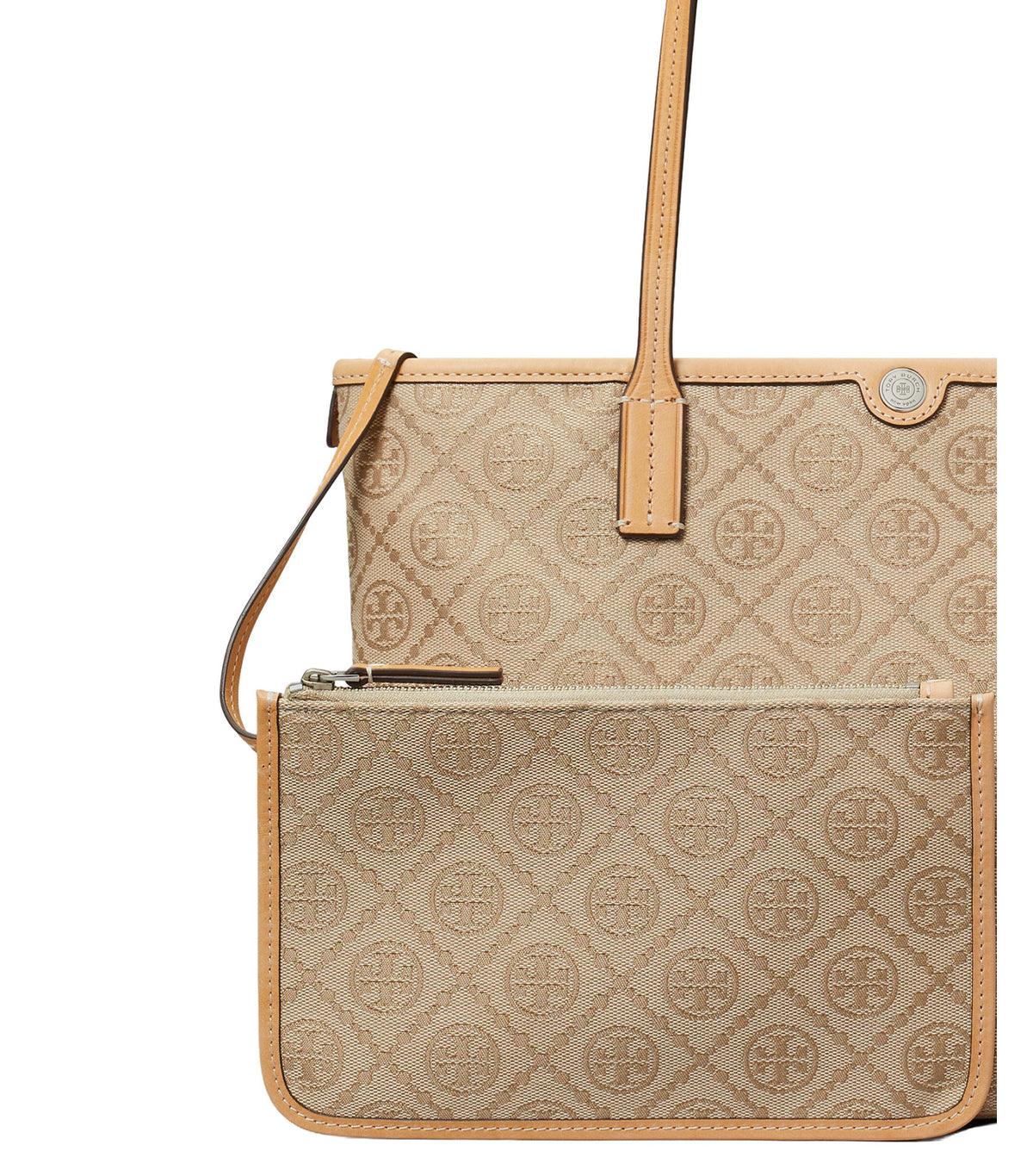 T Monogram Small Zip Tote Flax