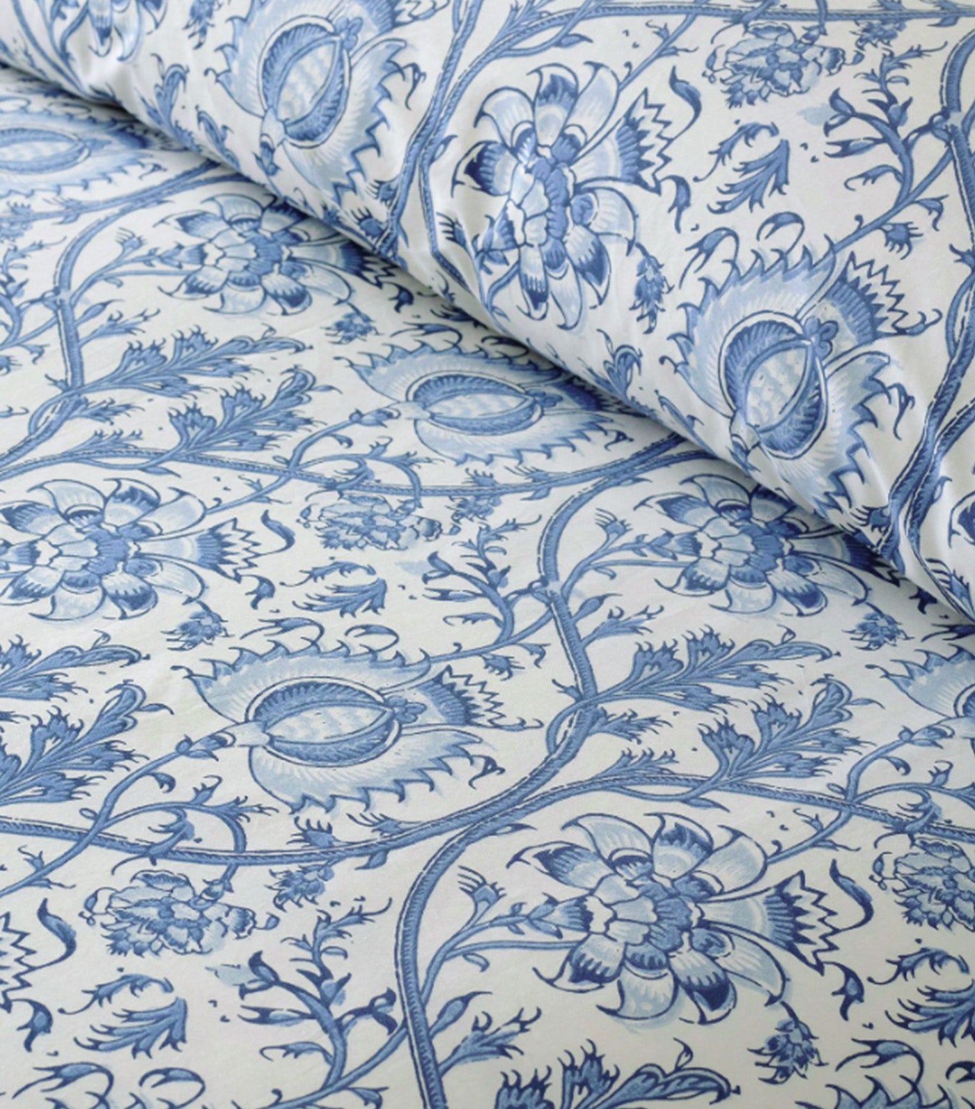Eria Reversible Percale Duvet Cover Blue/Multi