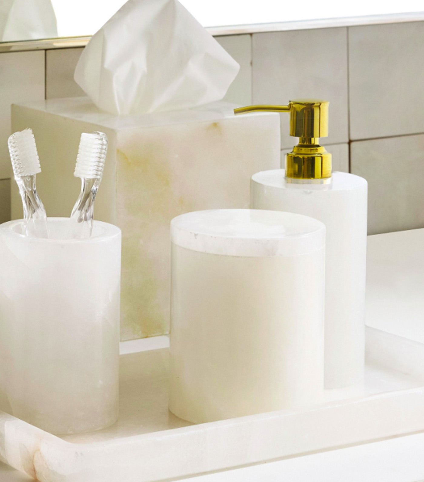 Alabaster Bathroom Accessories Toothbrush Holder White