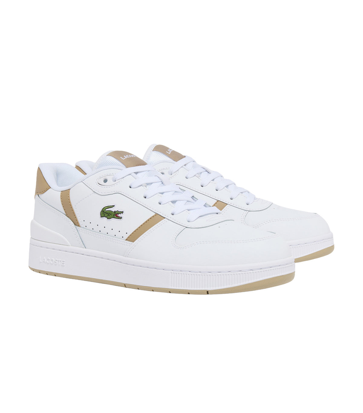 Men's T-Clip Set Leather Sneakers White/Light Brown