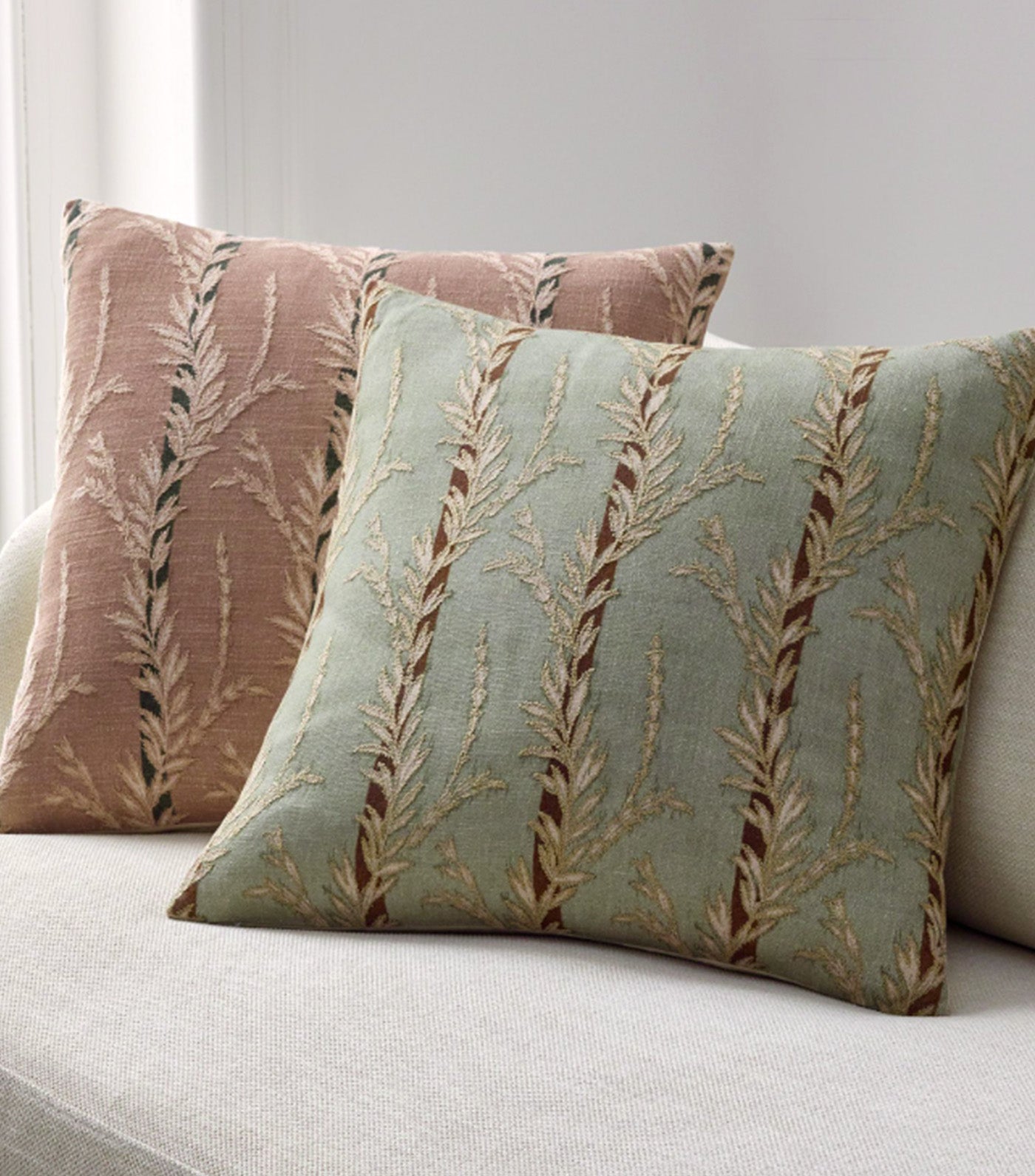 Trellis Vine Stripe Pillow Cover Vetiver Green