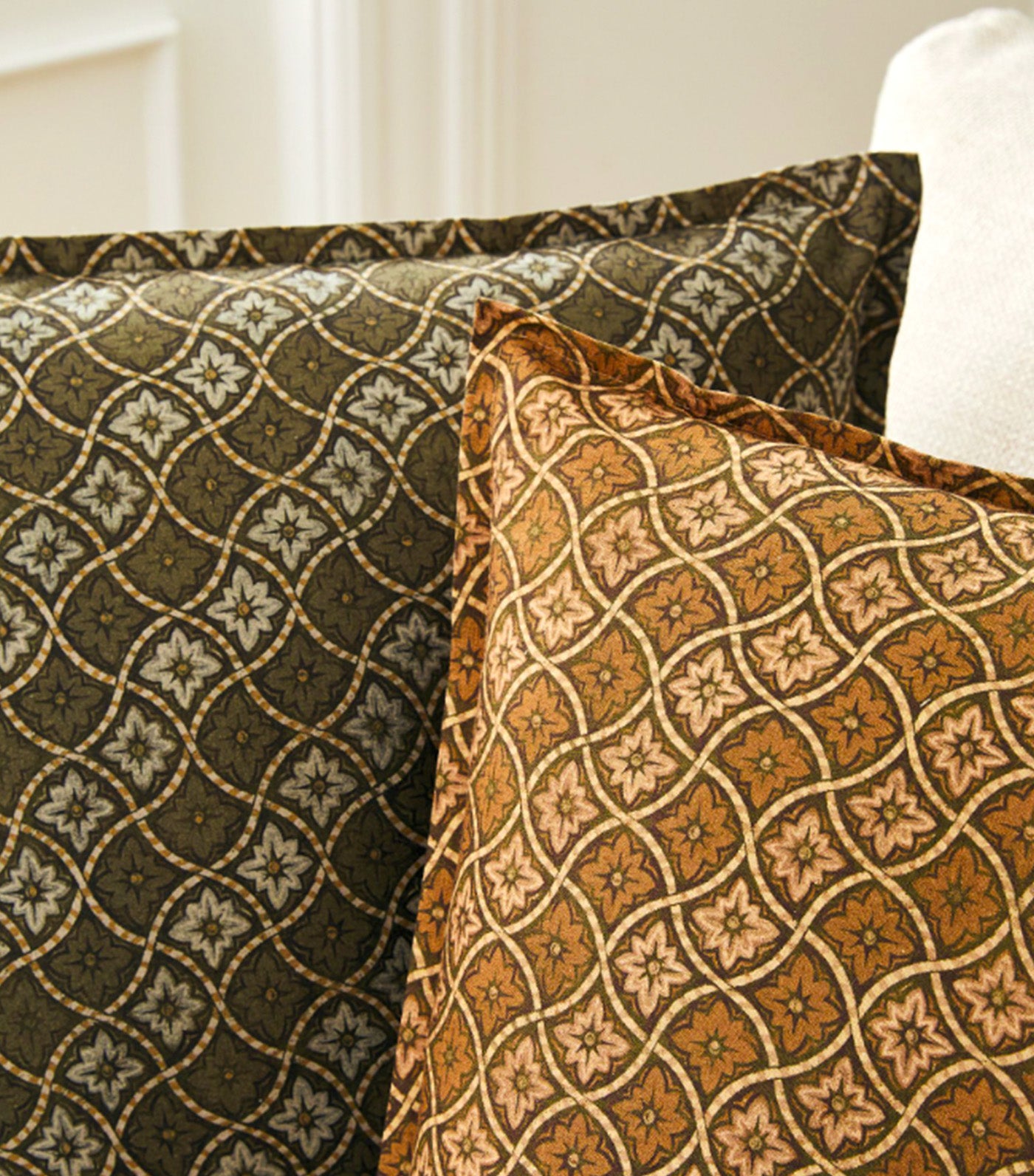 Diamond Floral Lattice Pillow Cover Sandalwood