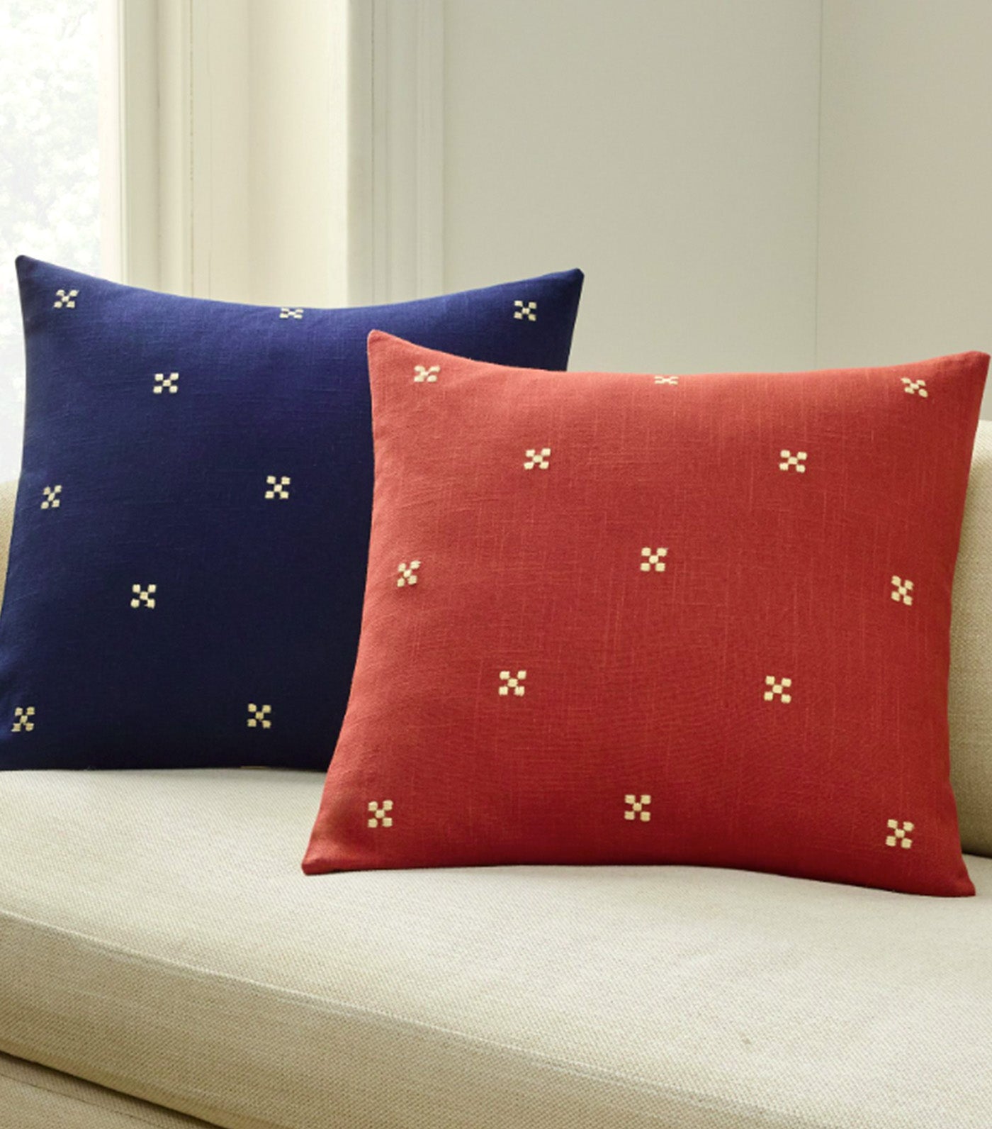 Stitched Ditsy Geo Pillow Cover Midnight