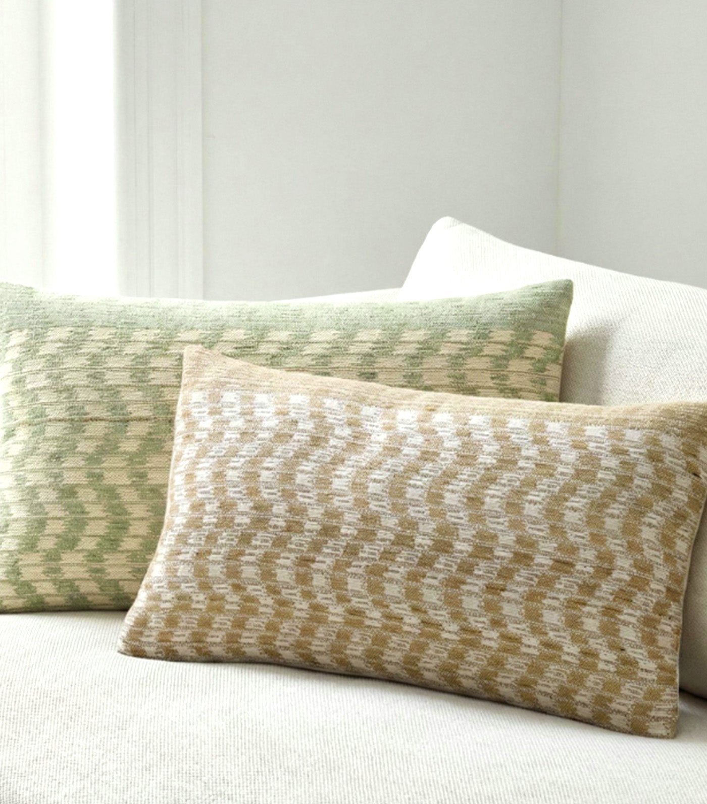 Wavy Ikat Pillow Cover Camel