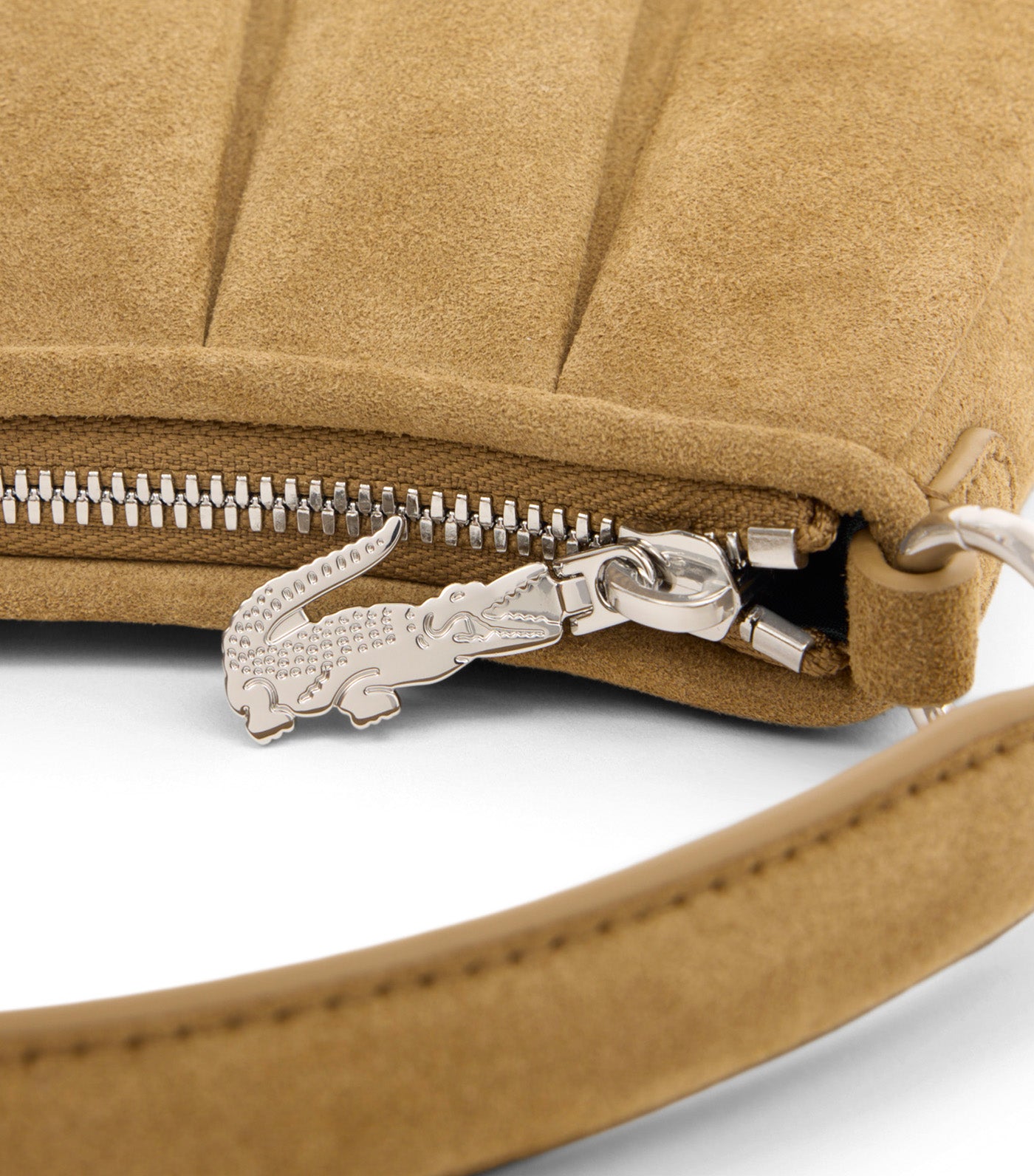 Small Lenglen Suede Leather Purse Dark Beige