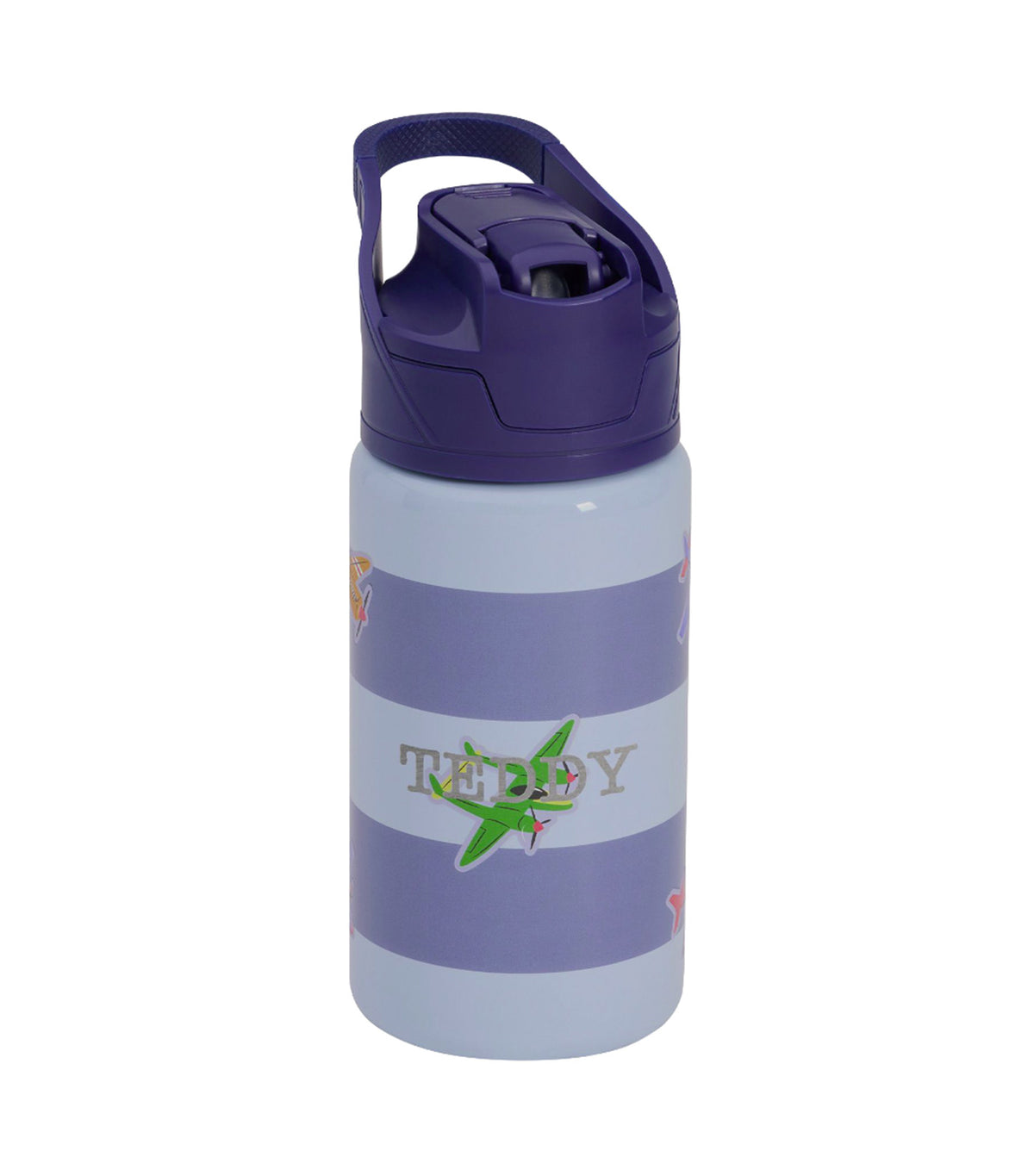 Chambray Stripe Airplanes Glow-in-The-Dark Mackenzie Water Bottle Multi