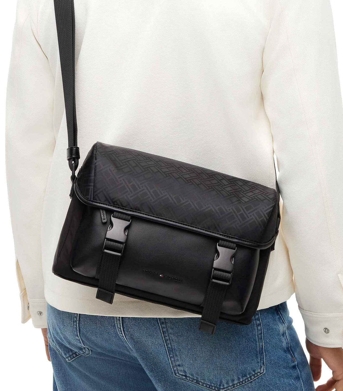 Men's Nylon Jacquard Satchel Black