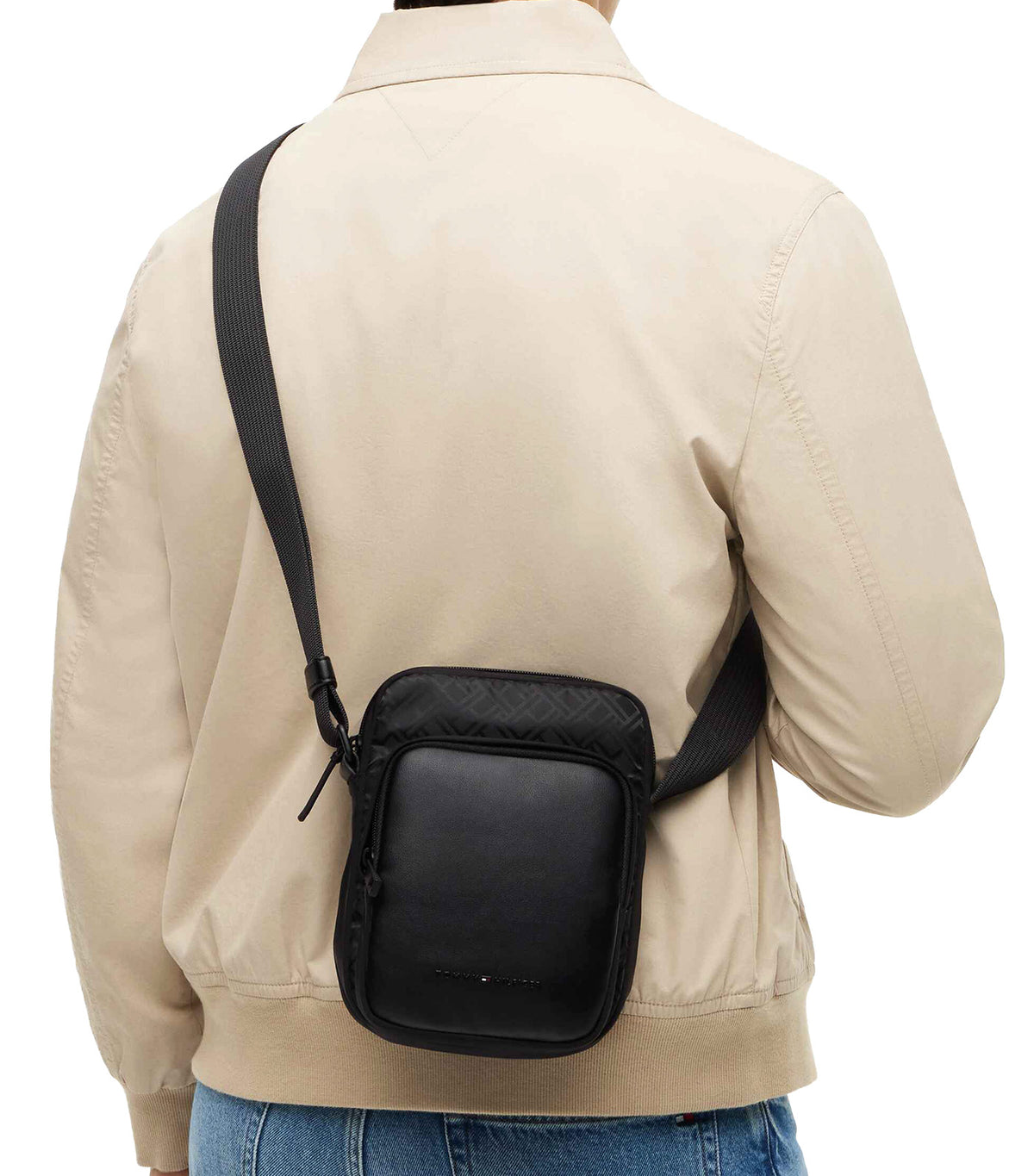 Men's Nylon Jaquard Mini Reporter Bag Black