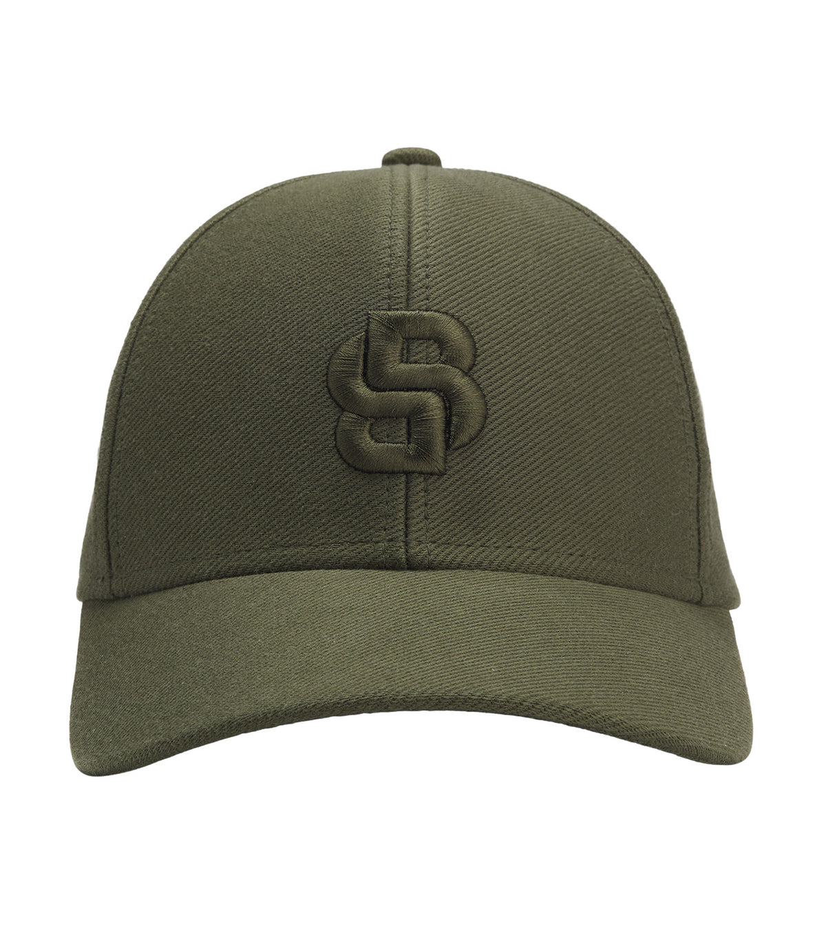 Cotton-Twill Cap with Double B Monogram Olive Green