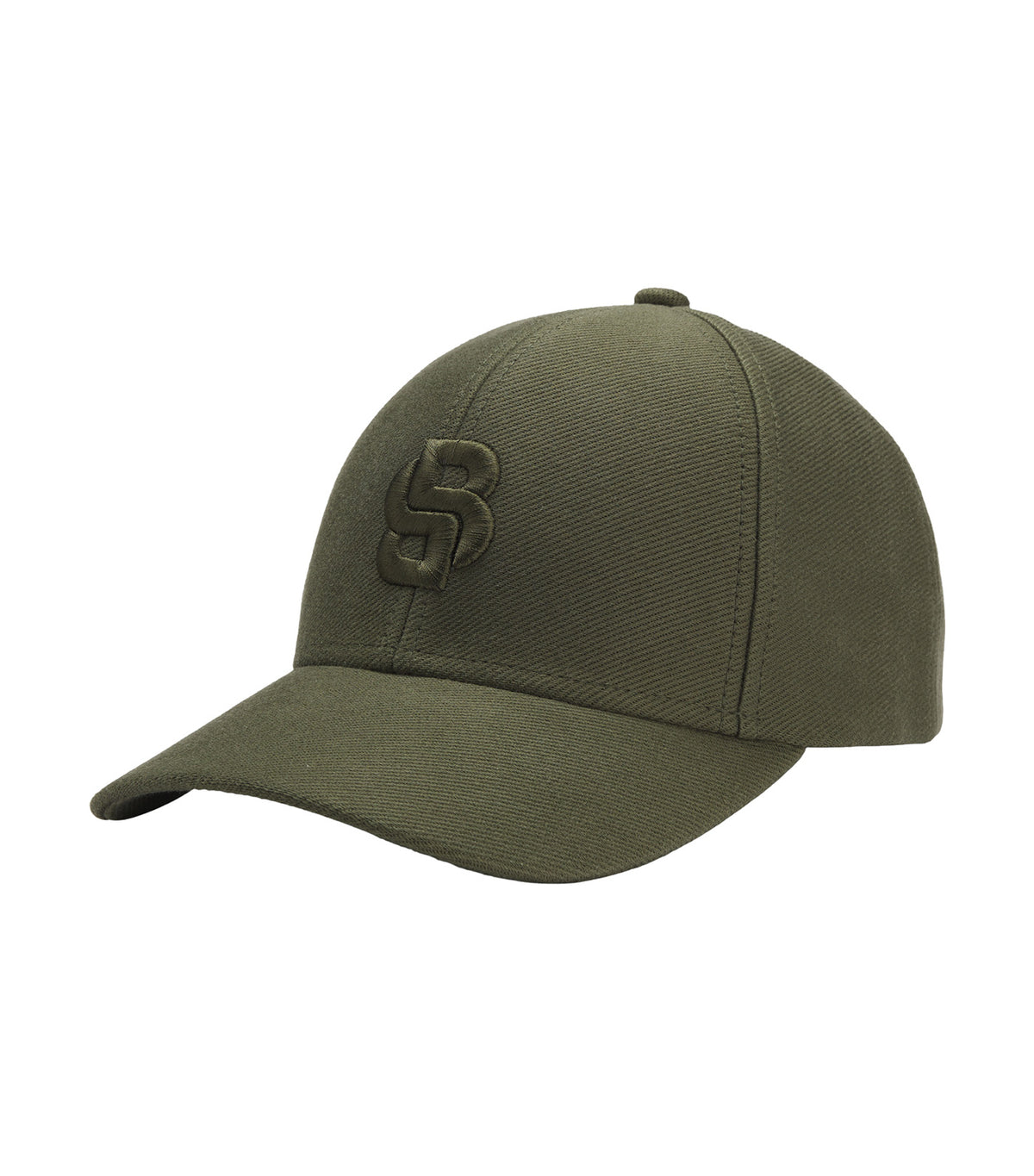 Cotton-Twill Cap with Double B Monogram Olive Green