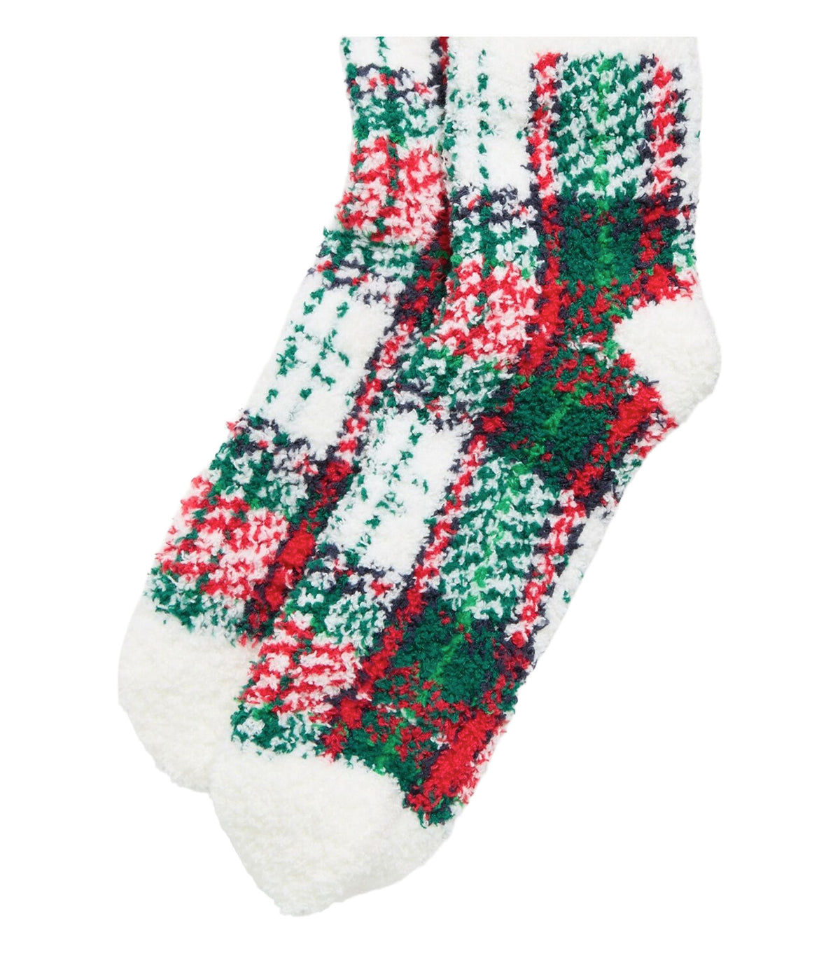 Cozy Crew Socks for Women White Tartan