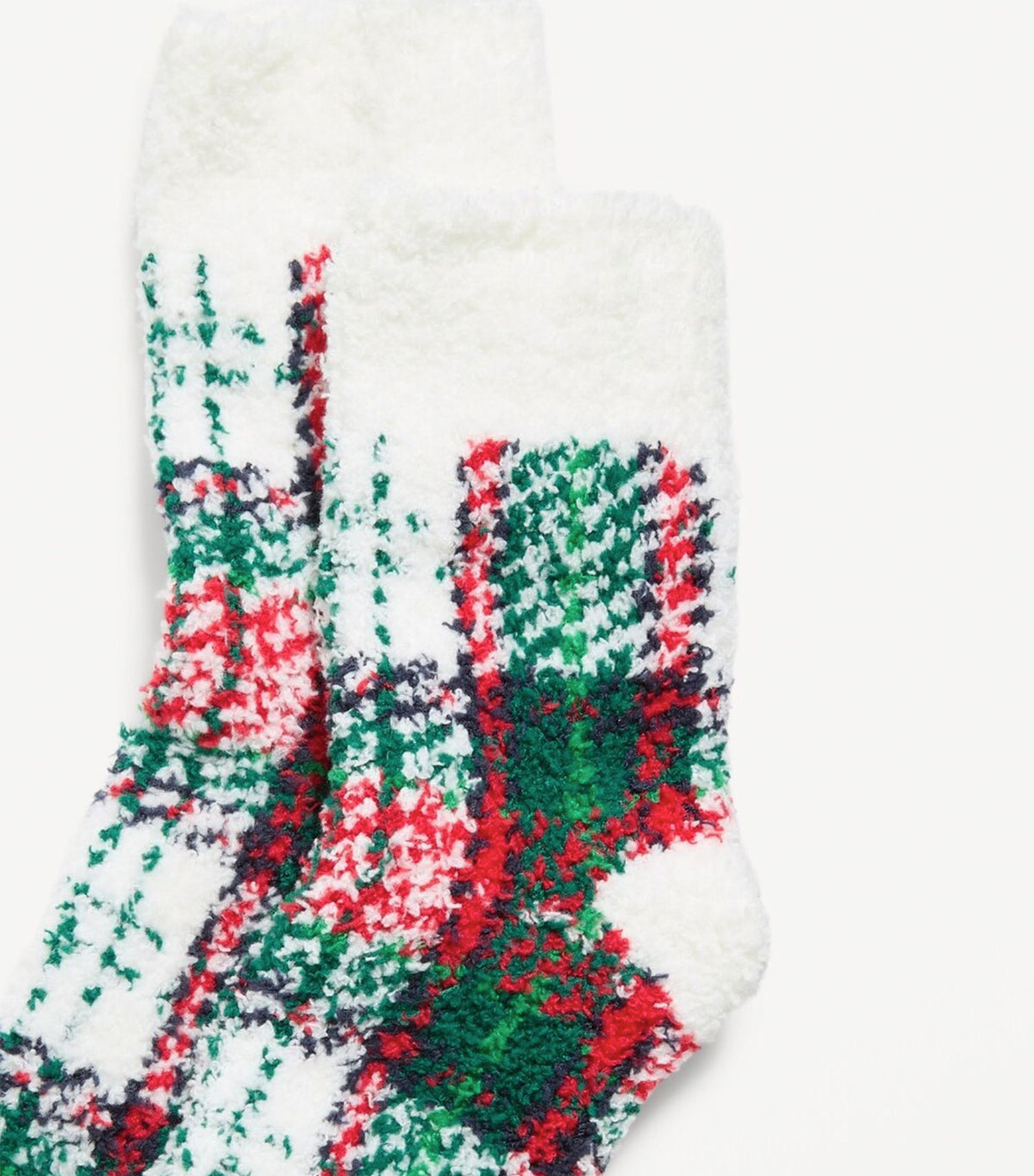 Cozy Crew Socks for Women White Tartan
