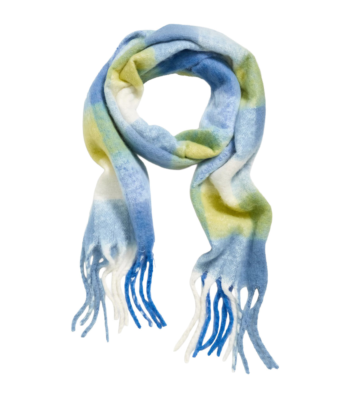 Fringed Scarf Blue Plaid