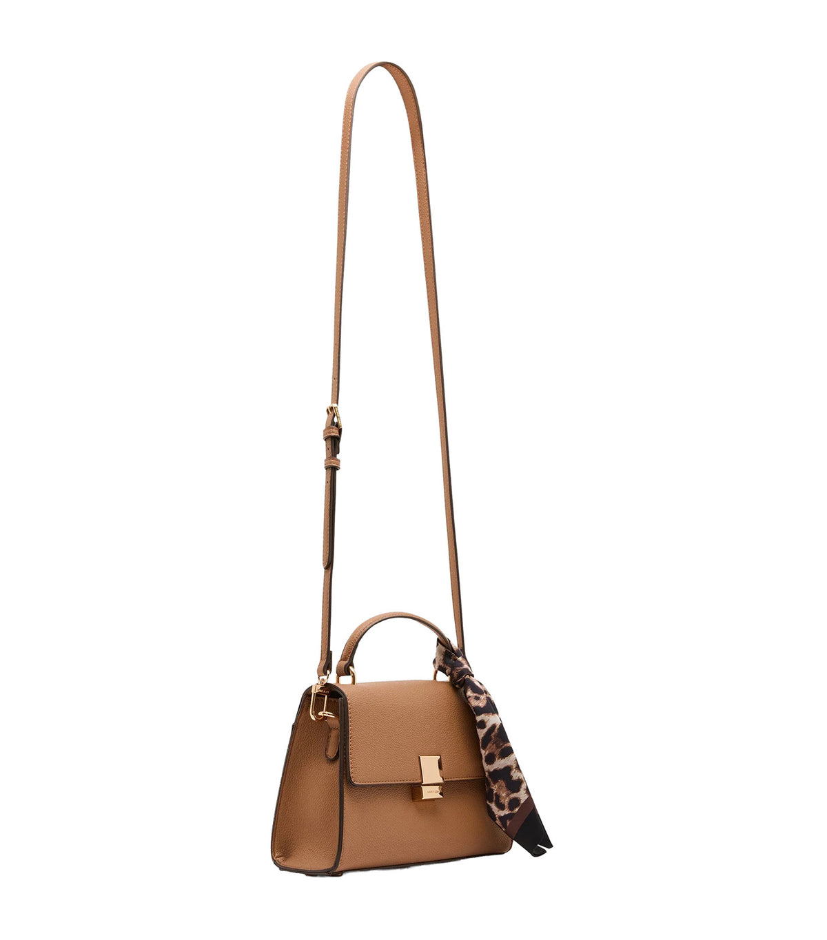 Top Handle Bag with Scarf Mocha