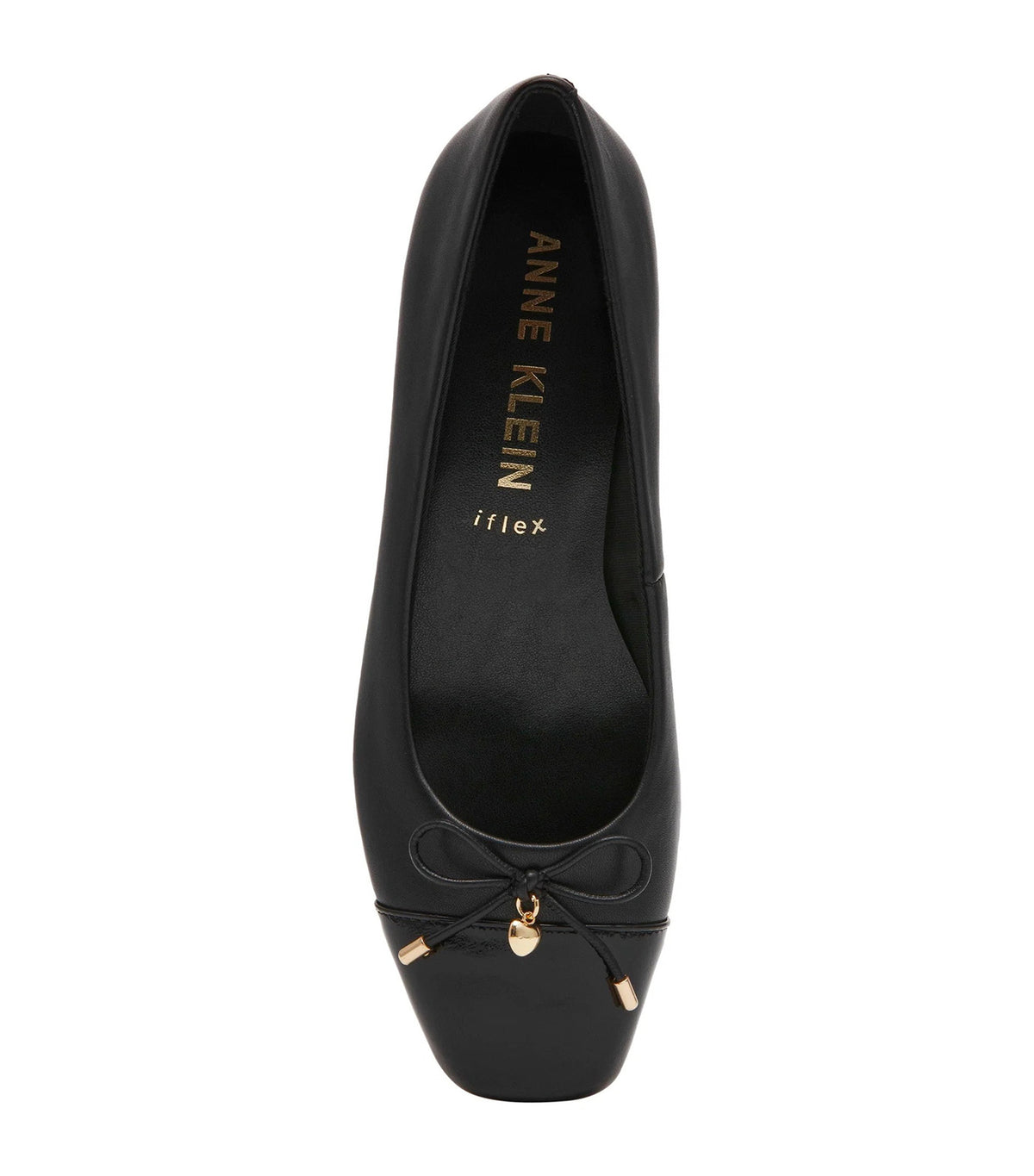Leather Wedge Ballet Flat Black