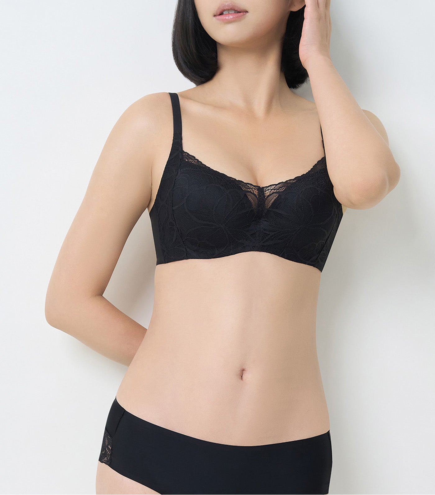 Body Make Up Illusion Lace Wired Padded Bra Black