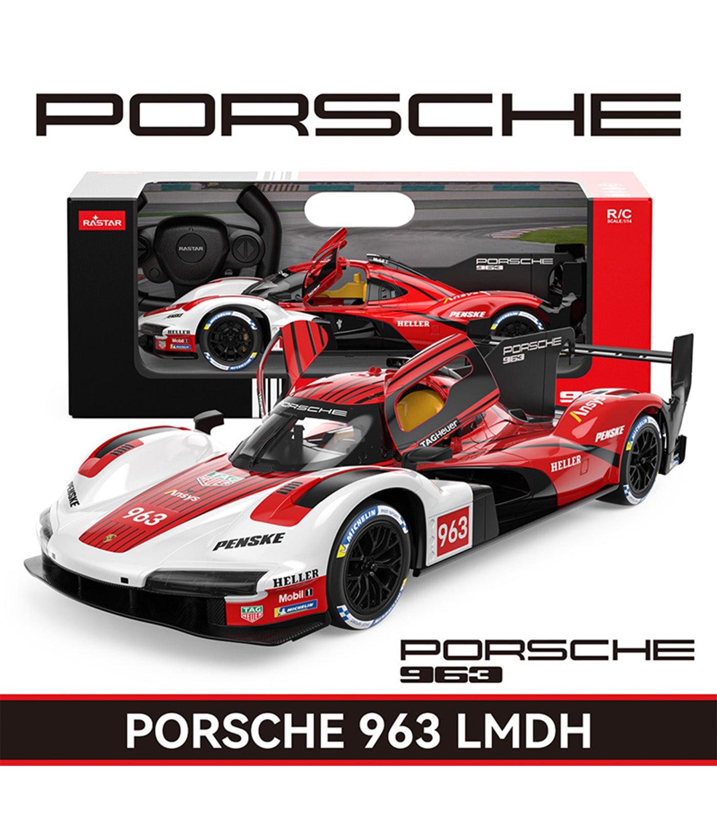RASTAR R/C 1:14 Porsche 963 LMDH Red