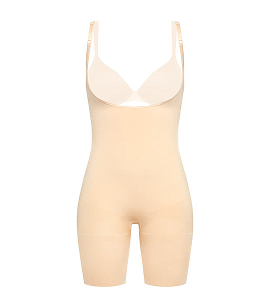 Everyday Shaping Open-Bust Mid-Thigh Bodysuit Soft Nude