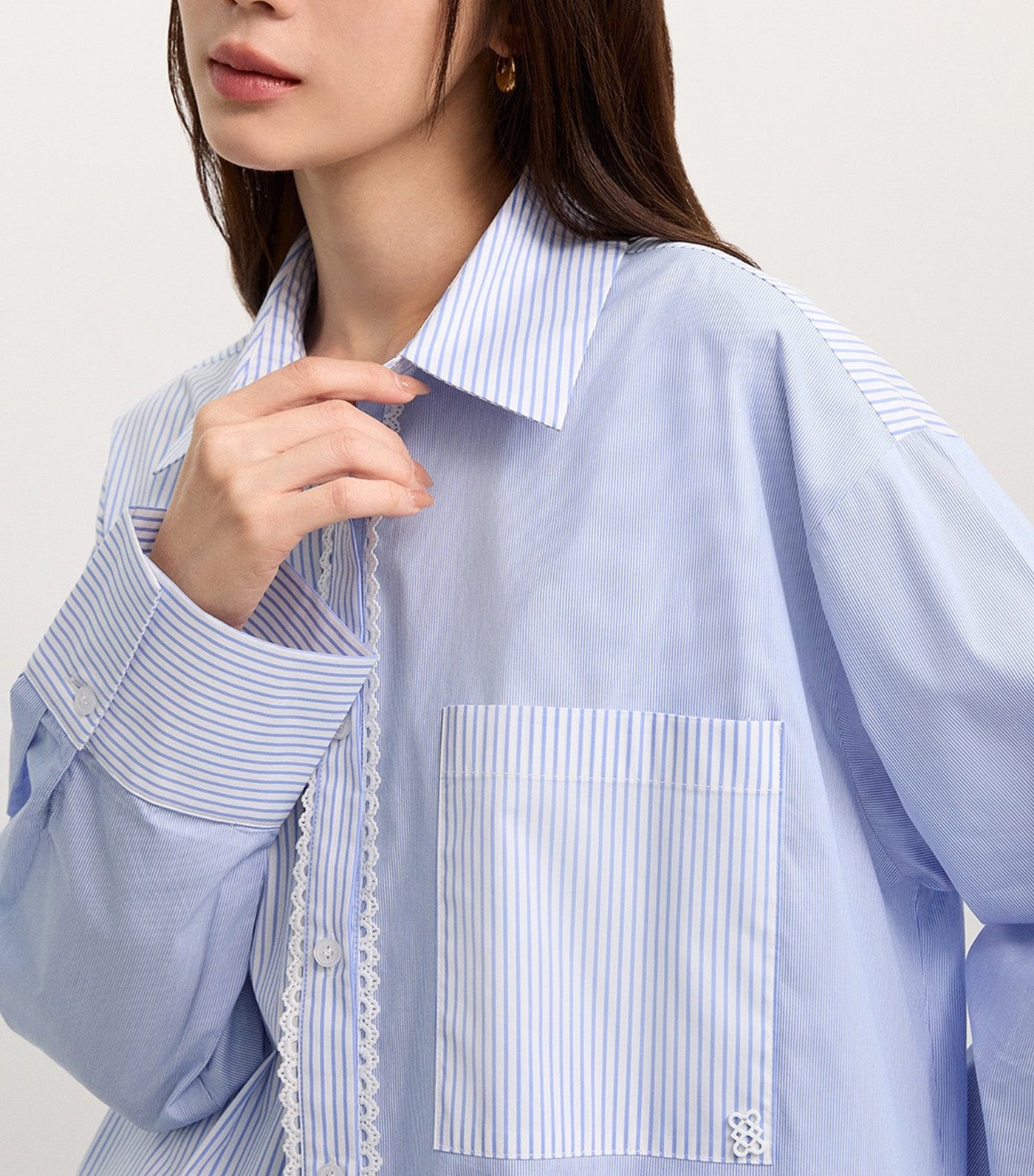 Asymmetric Button-Up Shirt Blue