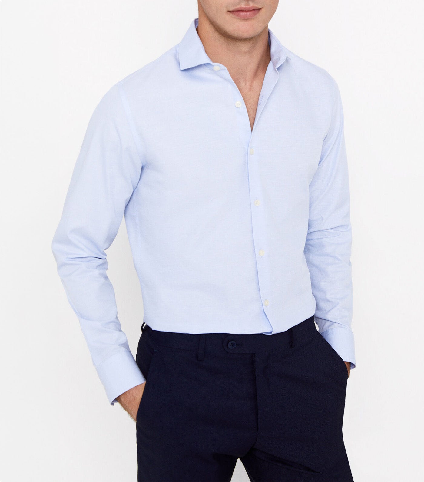 Easy Iron Slim Fit Ottoman Dress Shirt Blue