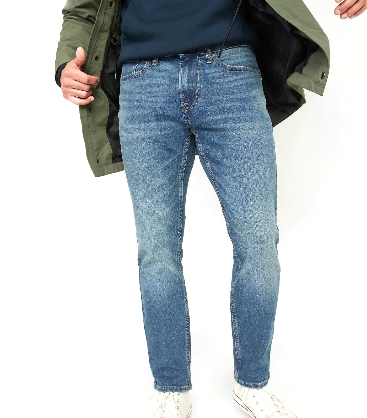 Skinny Built-In Flex Jeans For Men Medium Wash