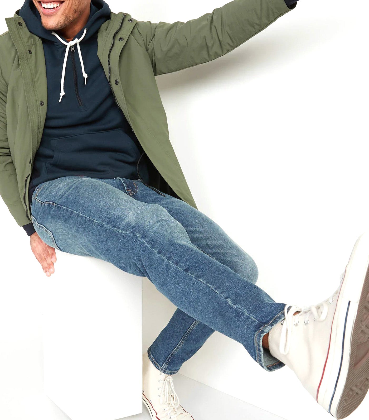 Skinny Built-In Flex Jeans For Men Medium Wash