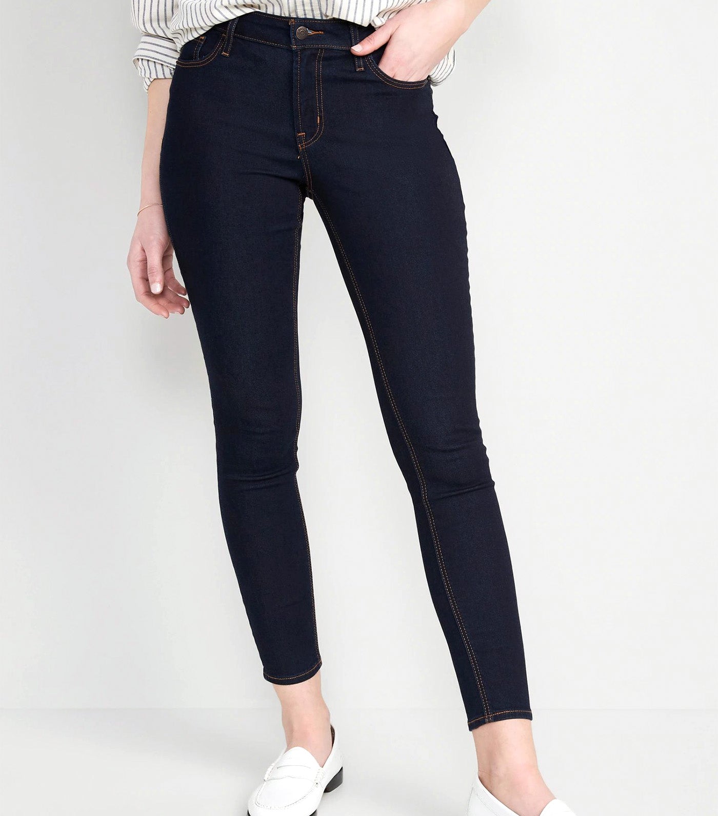 Mid-Rise Rockstar Super-Skinny Jeans for Women Rinse