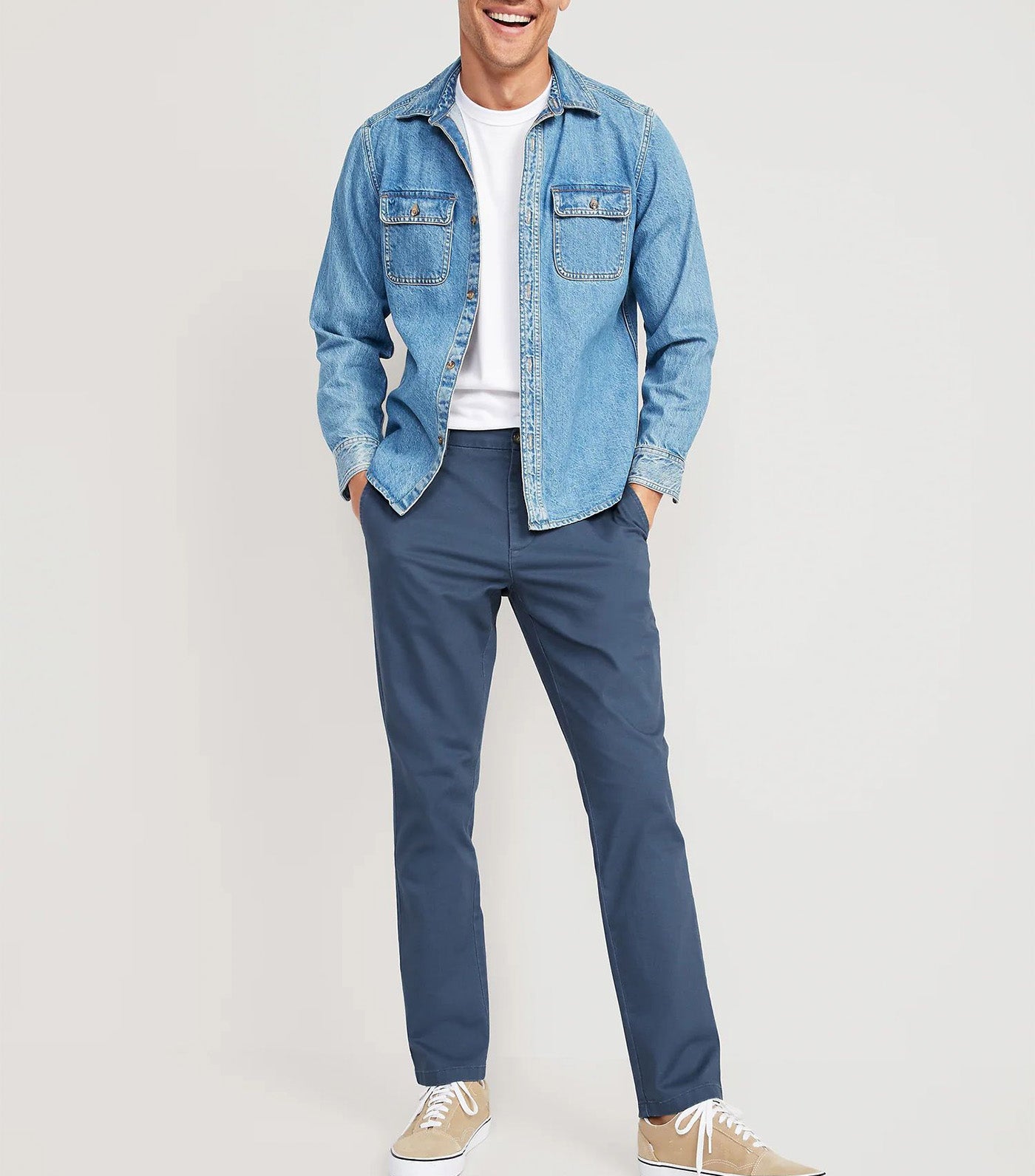 Slim Built-In Flex Rotation Chino Pants for Men Calm Night