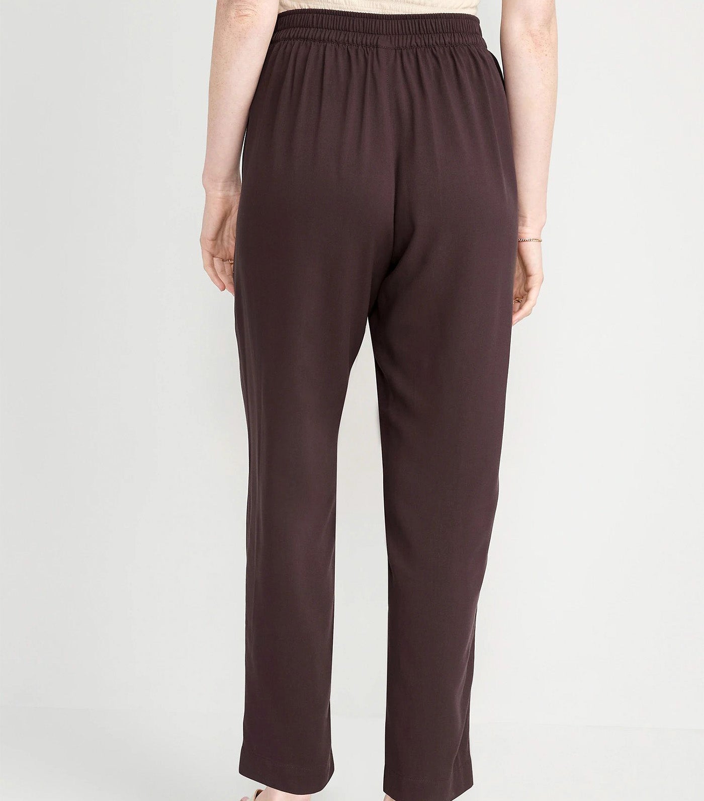 High-Waisted Soft Taper Pants for Women Plum Wine