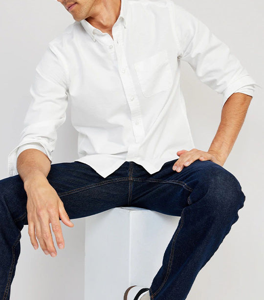 Regular-Fit Non-Stretch Everyday Oxford Shirt for Men Bright White