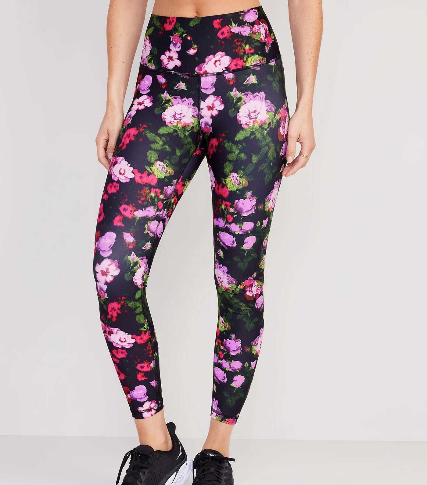 High-Waisted PowerSoft 7/8-Length Leggings for Women Purple Floral
