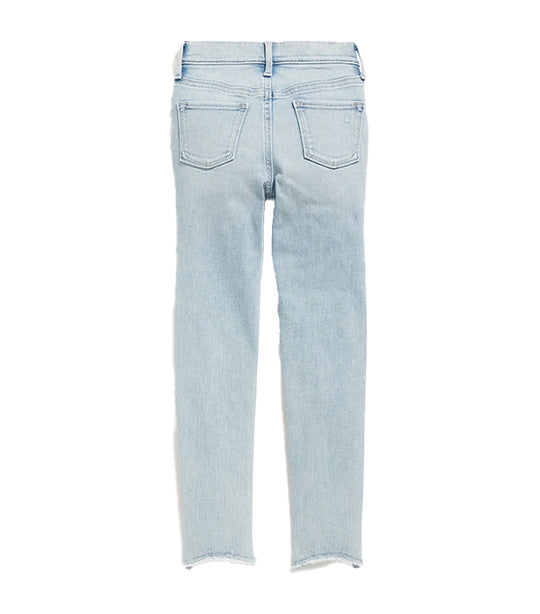 High-Waisted Rockstar 360° Stretch Frayed-Hem Super Skinny Jeggings for Girls Star Mist