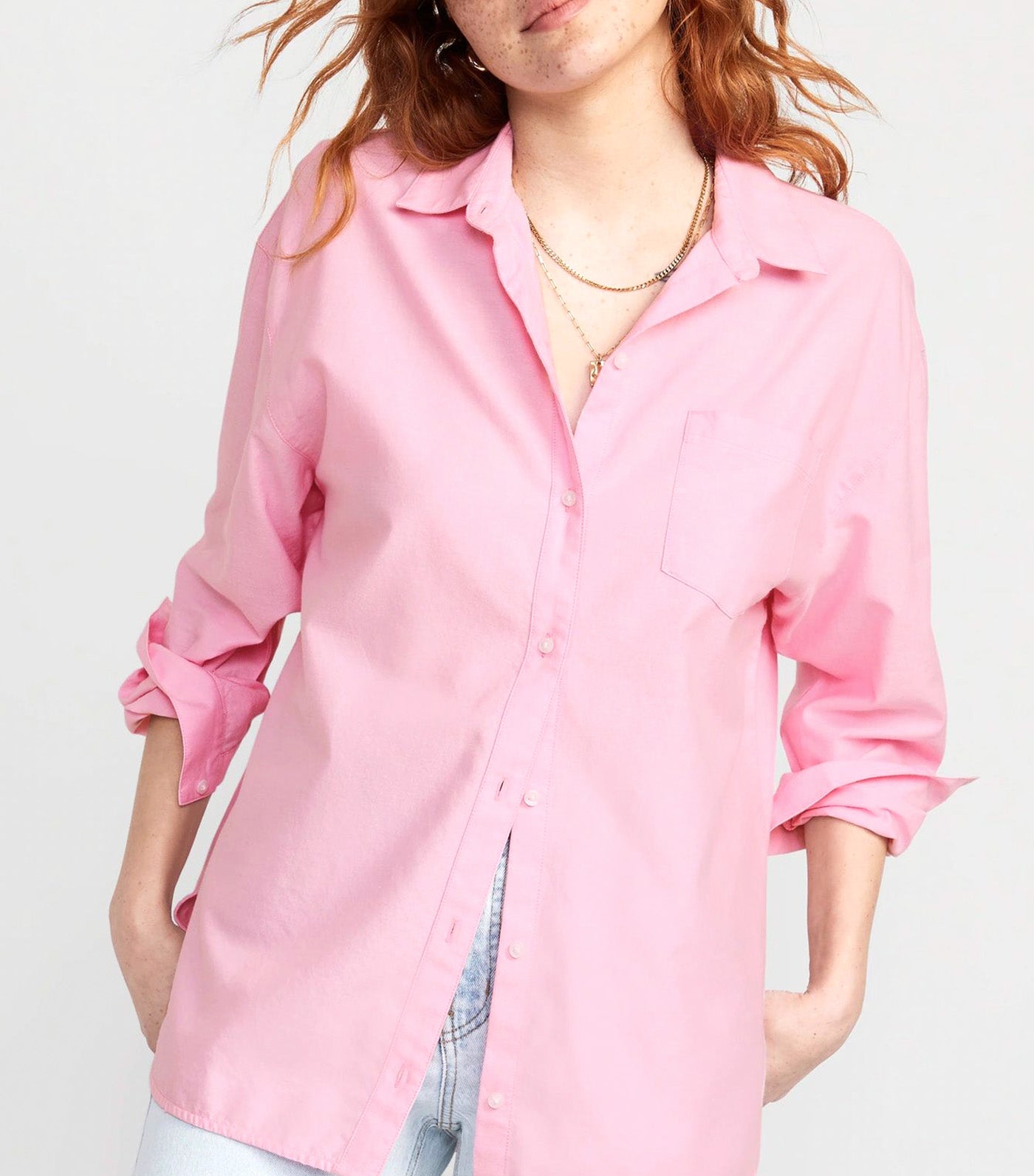 Oversized Boyfriend Shirt for Women Pink Trance