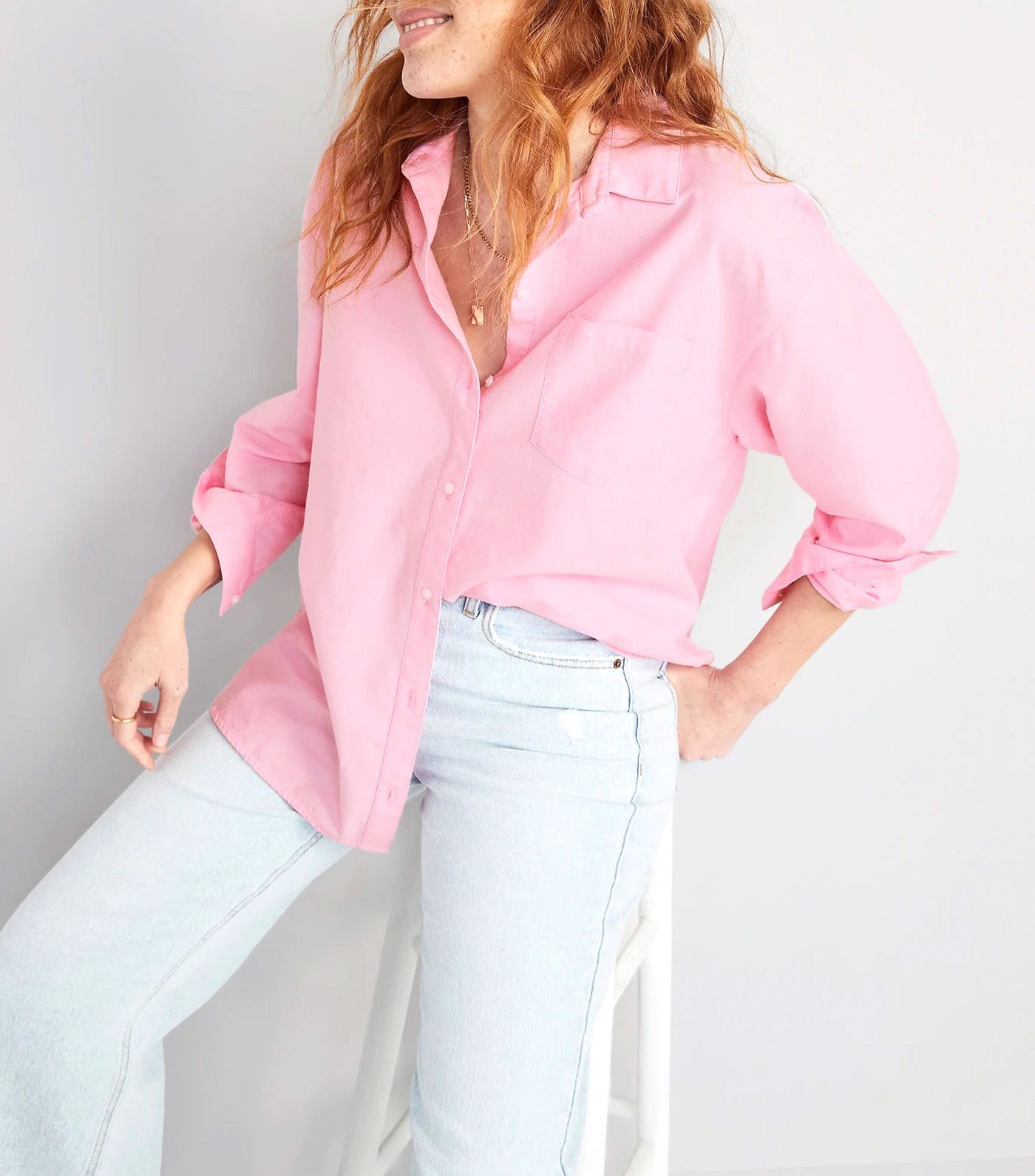 Oversized Boyfriend Shirt for Women Pink Trance
